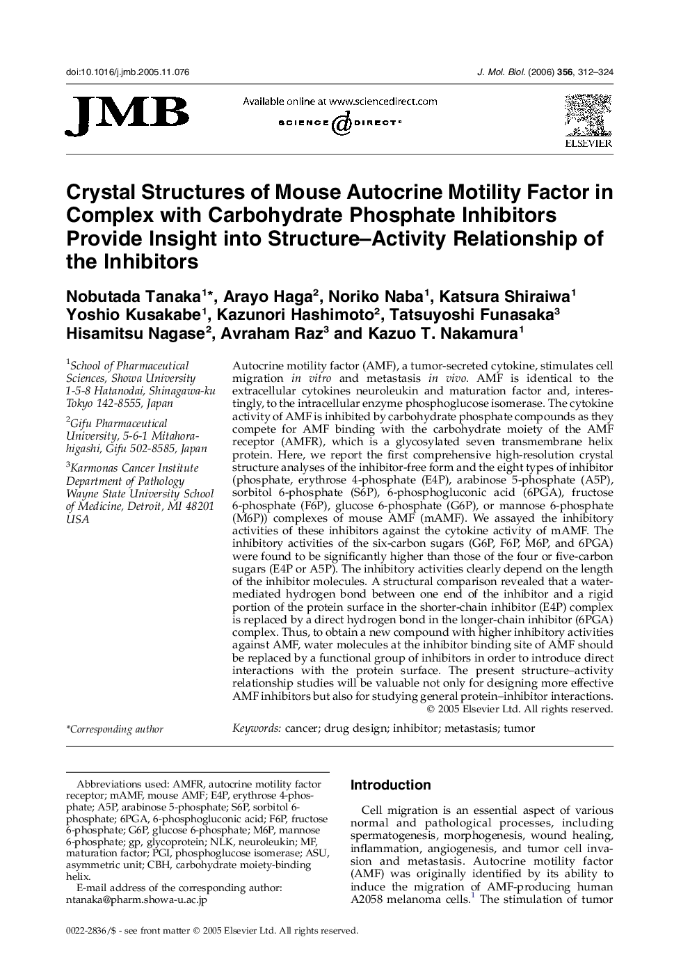 Crystal Structures of Mouse Autocrine Motility Factor in Complex with Carbohydrate Phosphate Inhibitors Provide Insight into Structure–Activity Relationship of the Inhibitors