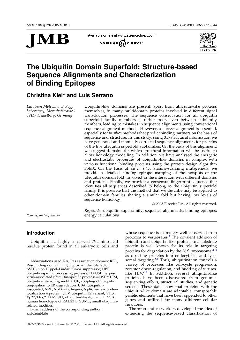 The Ubiquitin Domain Superfold: Structure-based Sequence Alignments and Characterization of Binding Epitopes