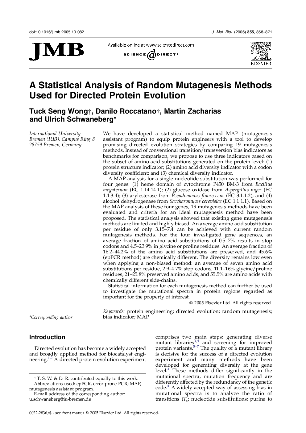 A Statistical Analysis of Random Mutagenesis Methods Used for Directed Protein Evolution