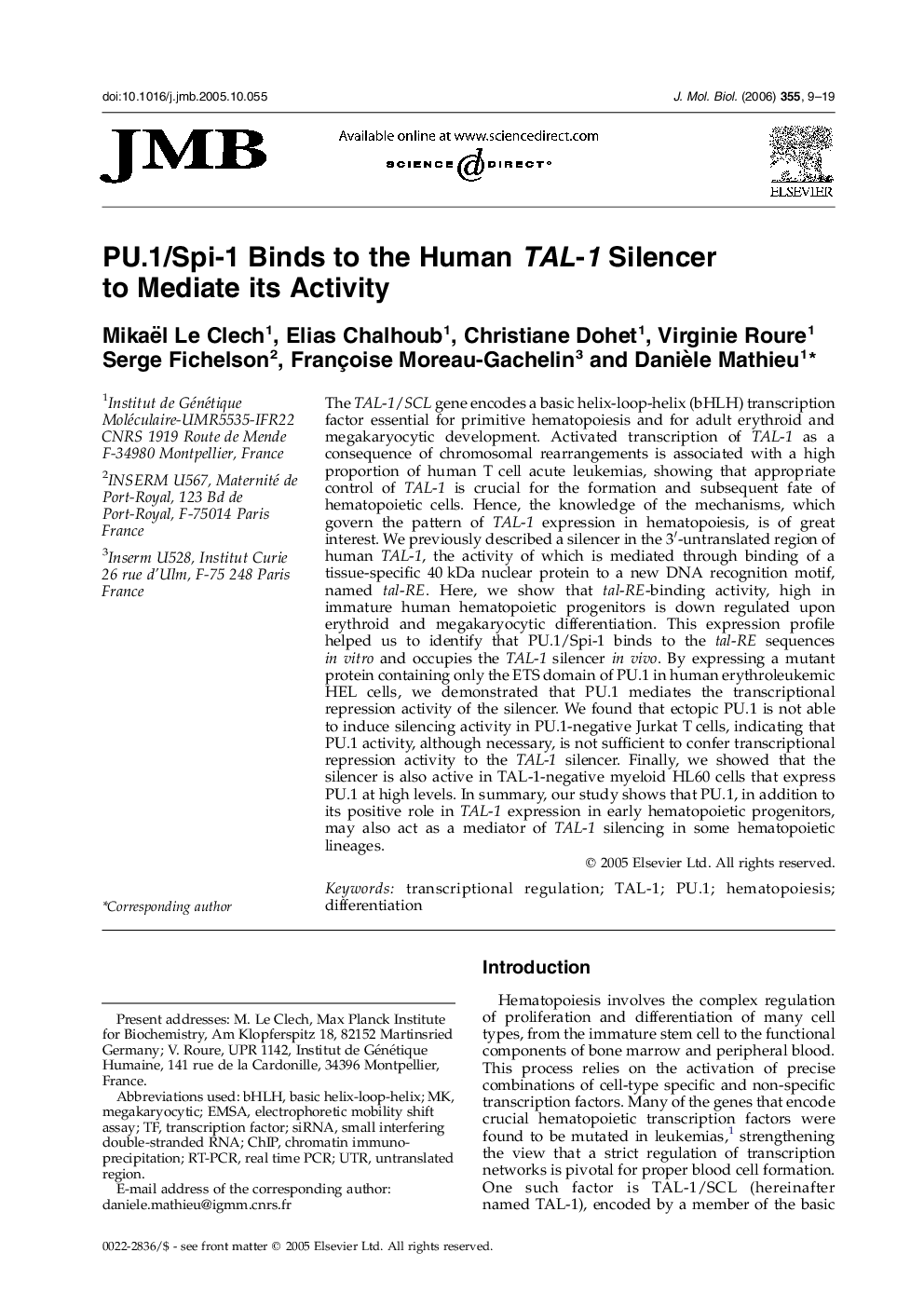 PU.1/Spi-1 Binds to the Human TAL-1 Silencer to Mediate its Activity