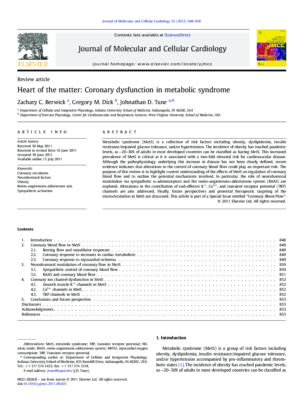 Heart of the matter: Coronary dysfunction in metabolic syndrome