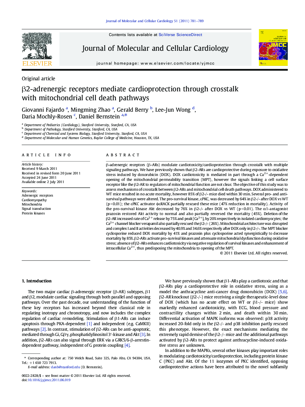 β2-adrenergic receptors mediate cardioprotection through crosstalk with mitochondrial cell death pathways