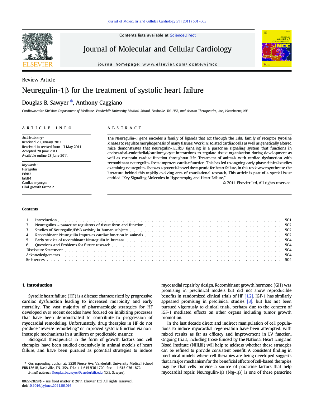 Neuregulin-1β for the treatment of systolic heart failure