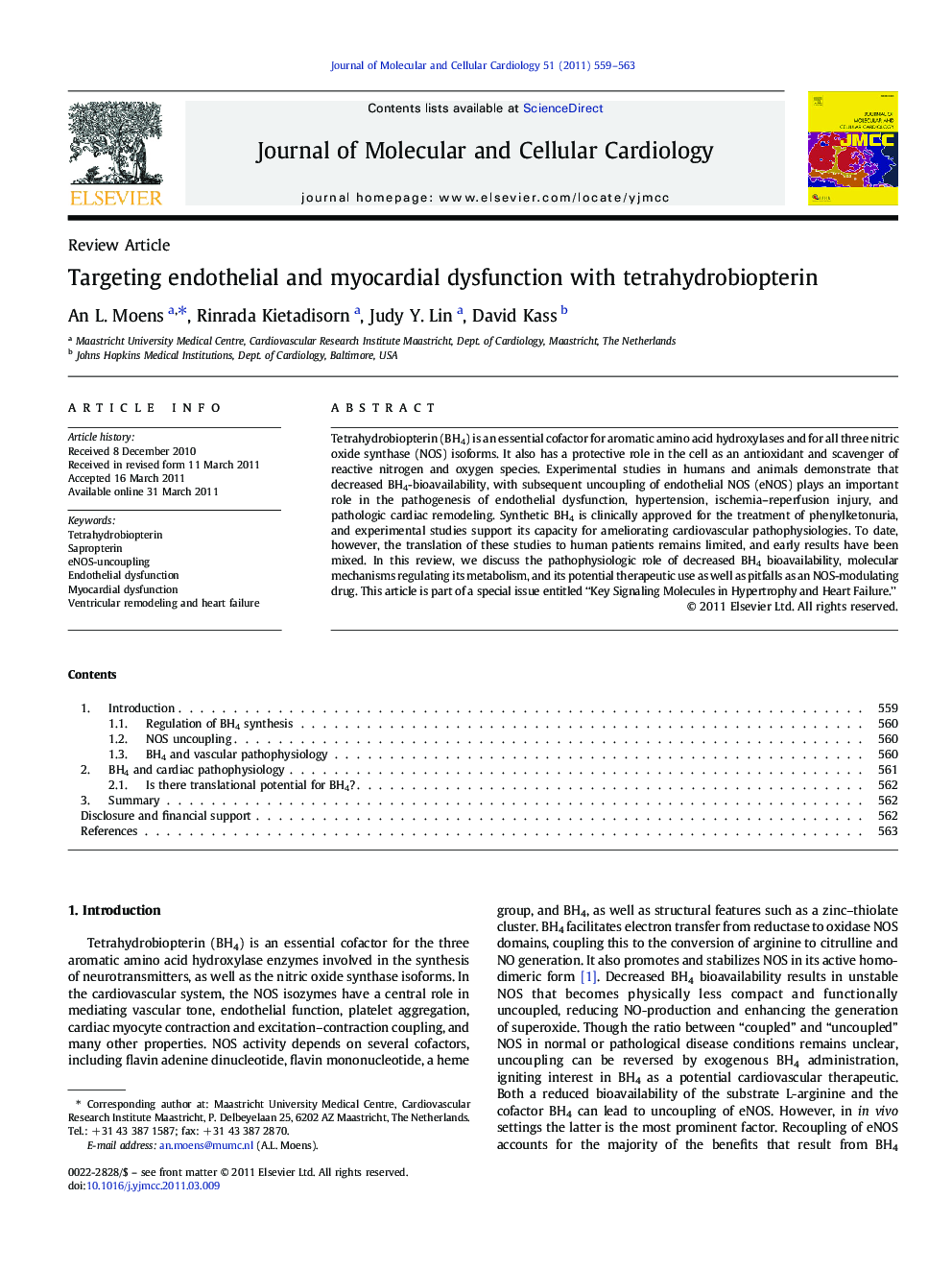 Targeting endothelial and myocardial dysfunction with tetrahydrobiopterin