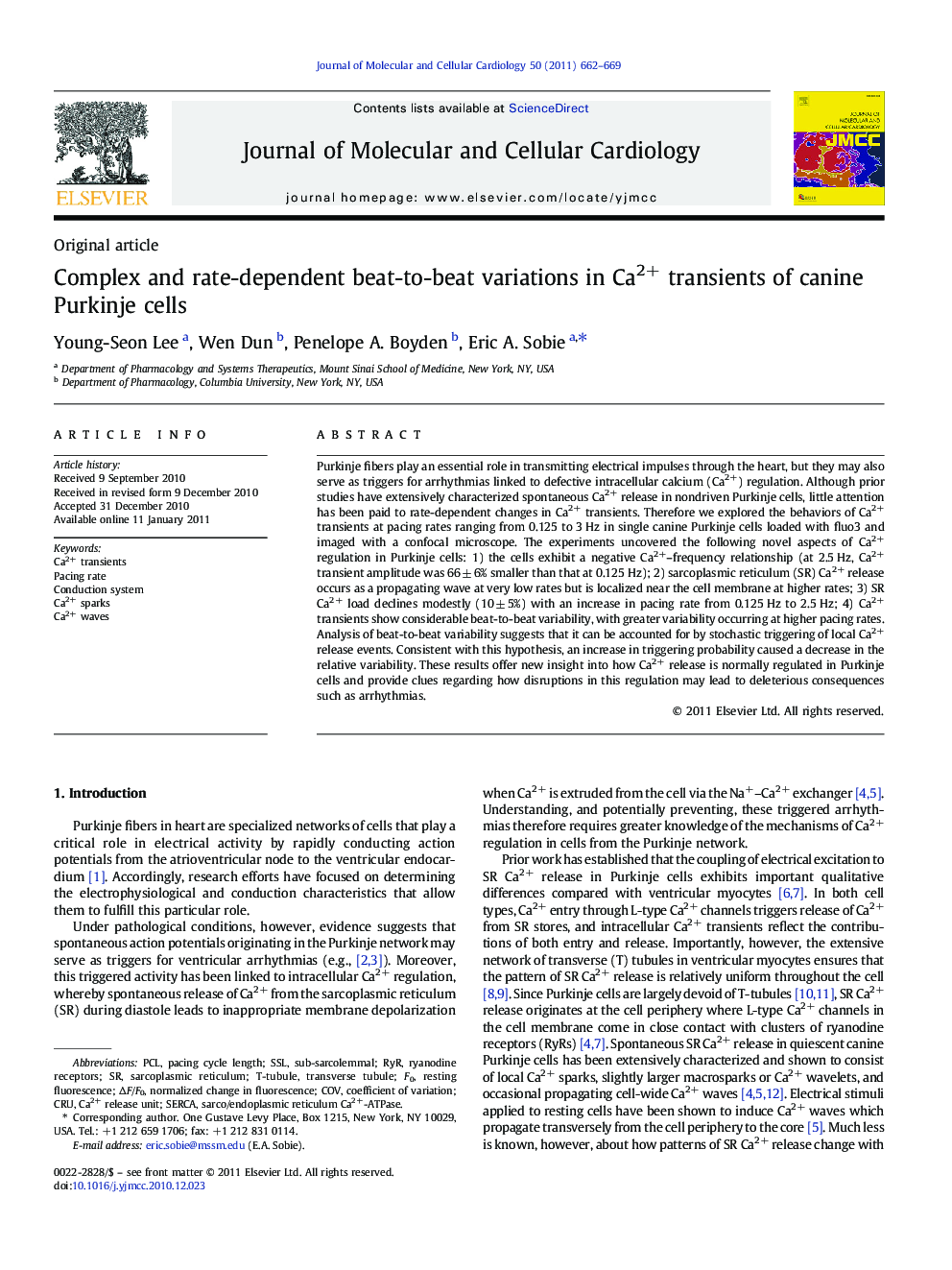 Complex and rate-dependent beat-to-beat variations in Ca2+ transients of canine Purkinje cells