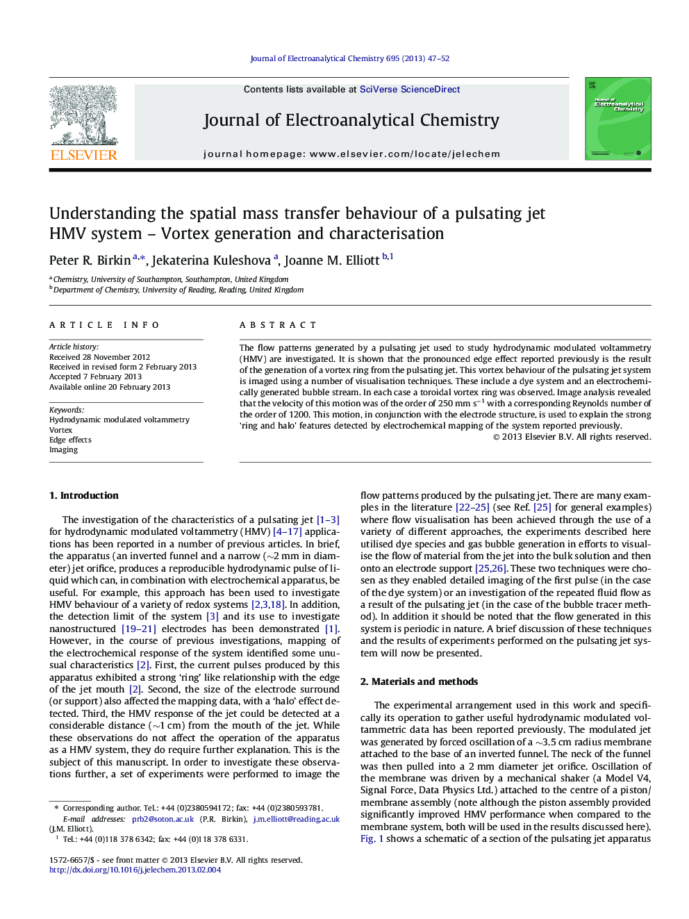 Understanding the spatial mass transfer behaviour of a pulsating jet HMV system – Vortex generation and characterisation