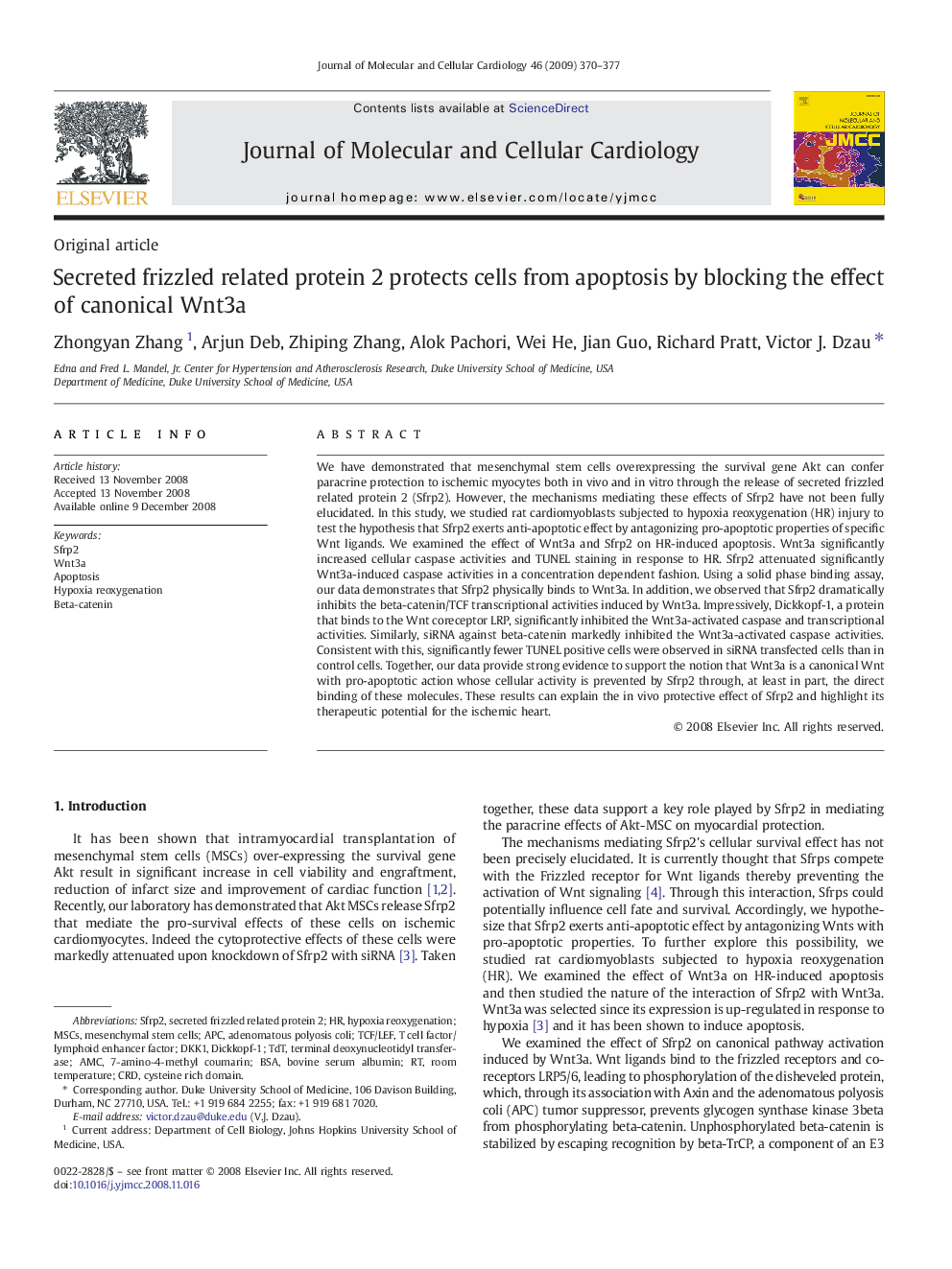 Secreted frizzled related protein 2 protects cells from apoptosis by blocking the effect of canonical Wnt3a