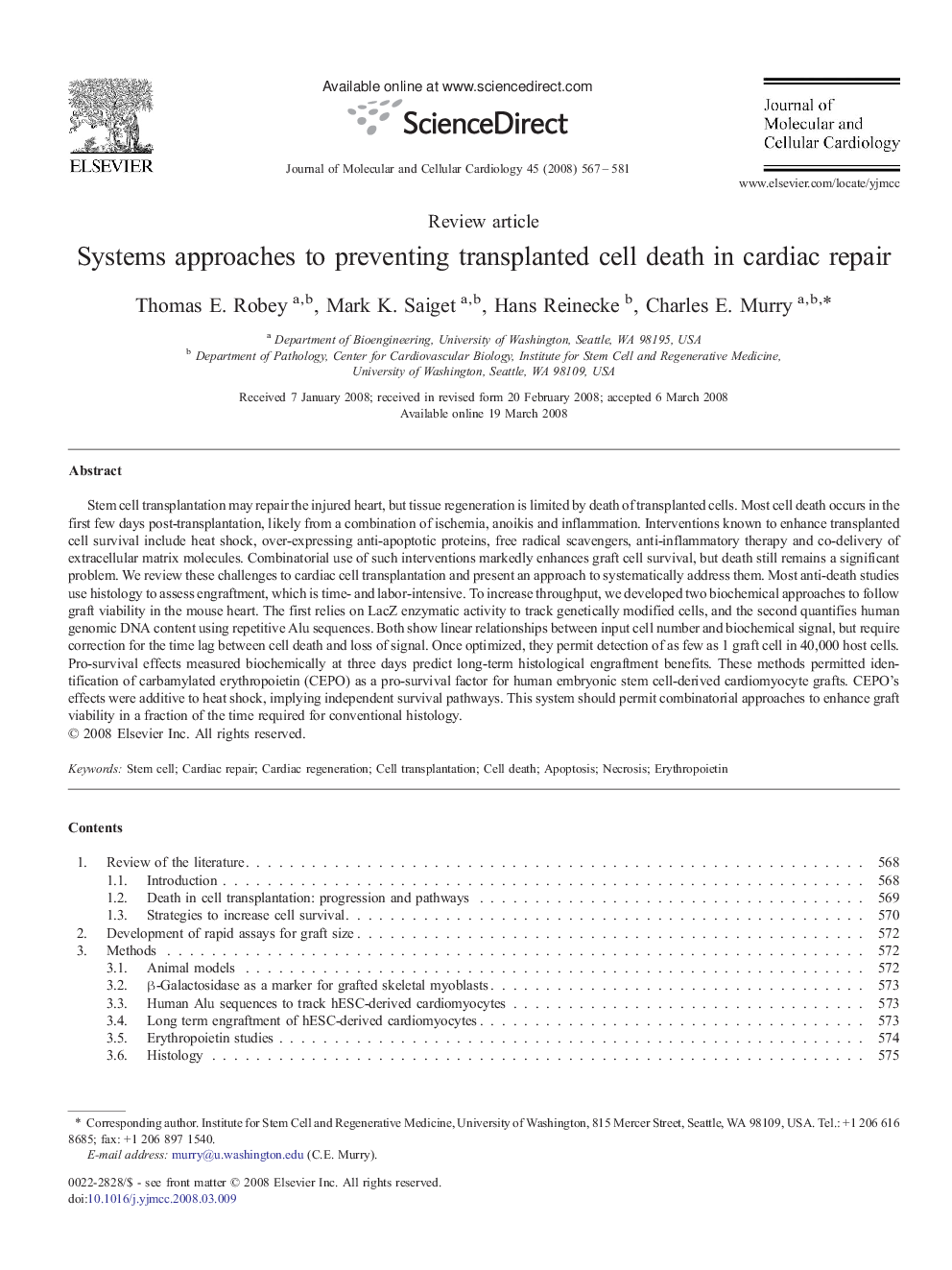 Systems approaches to preventing transplanted cell death in cardiac repair