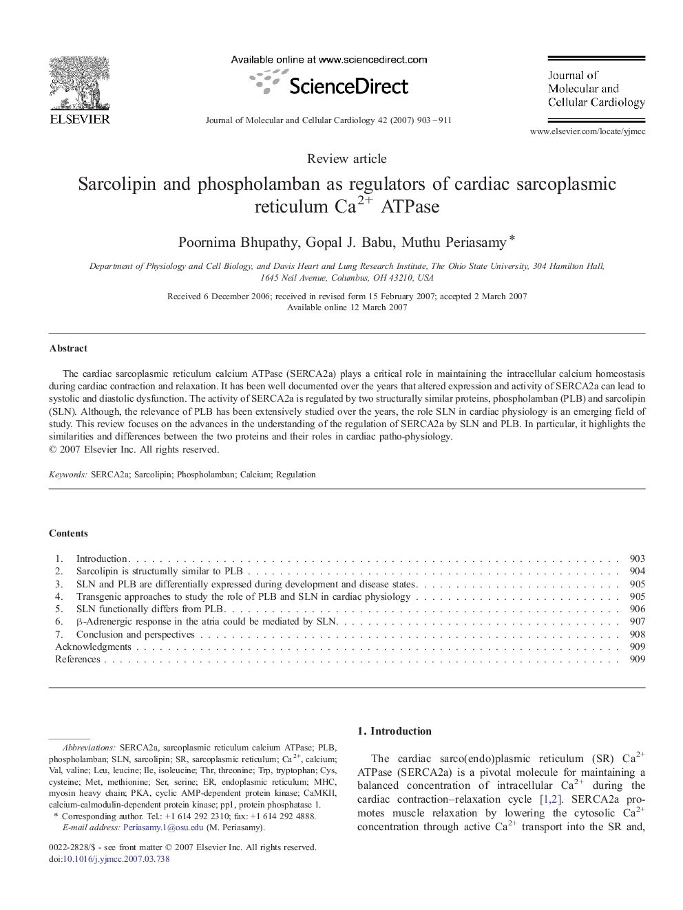 Sarcolipin and phospholamban as regulators of cardiac sarcoplasmic reticulum Ca2+ ATPase