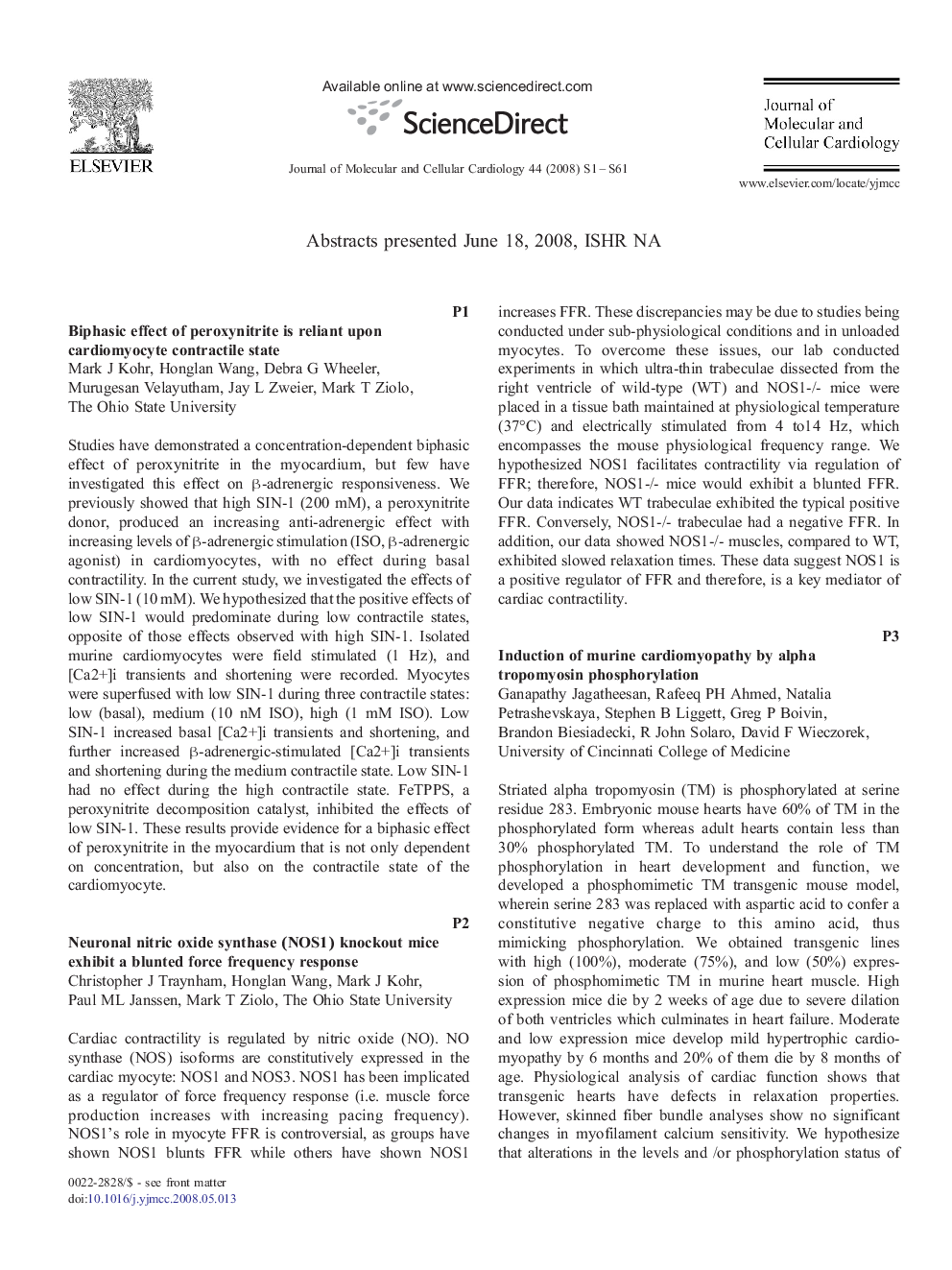 Abstracts presented June 18, 2008, ISHR NA