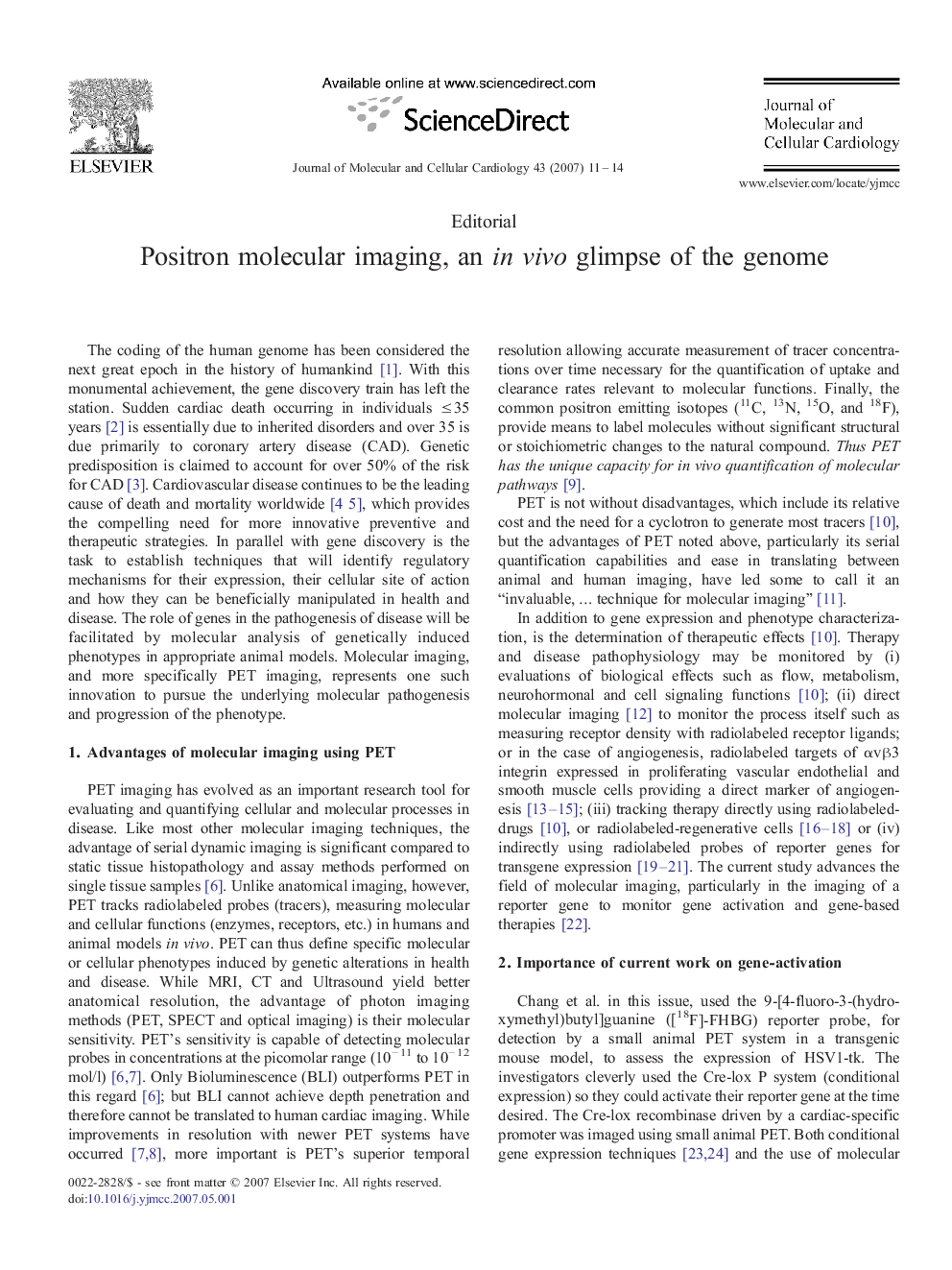 Positron molecular imaging, an in vivo glimpse of the genome