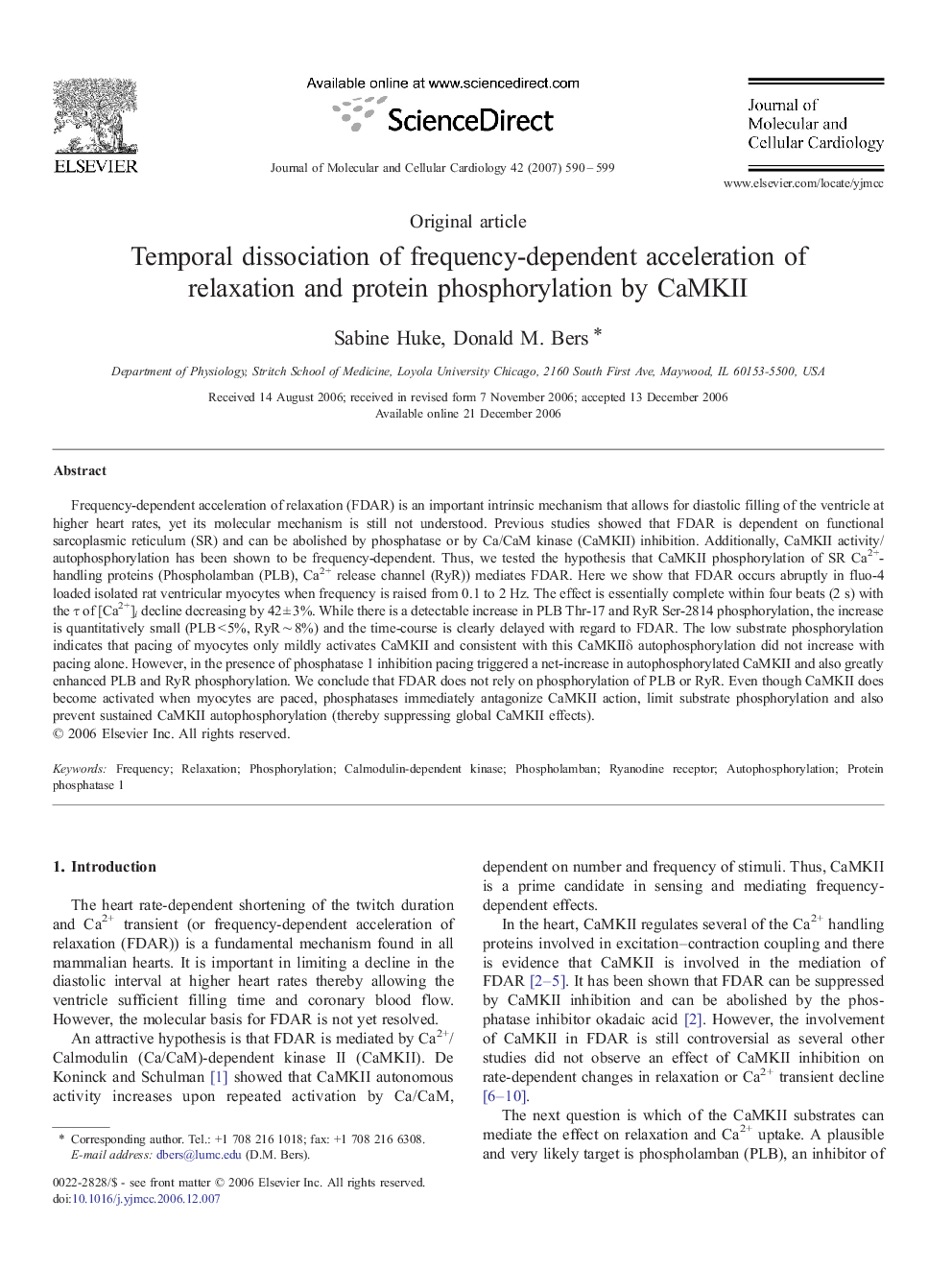 Temporal dissociation of frequency-dependent acceleration of relaxation and protein phosphorylation by CaMKII