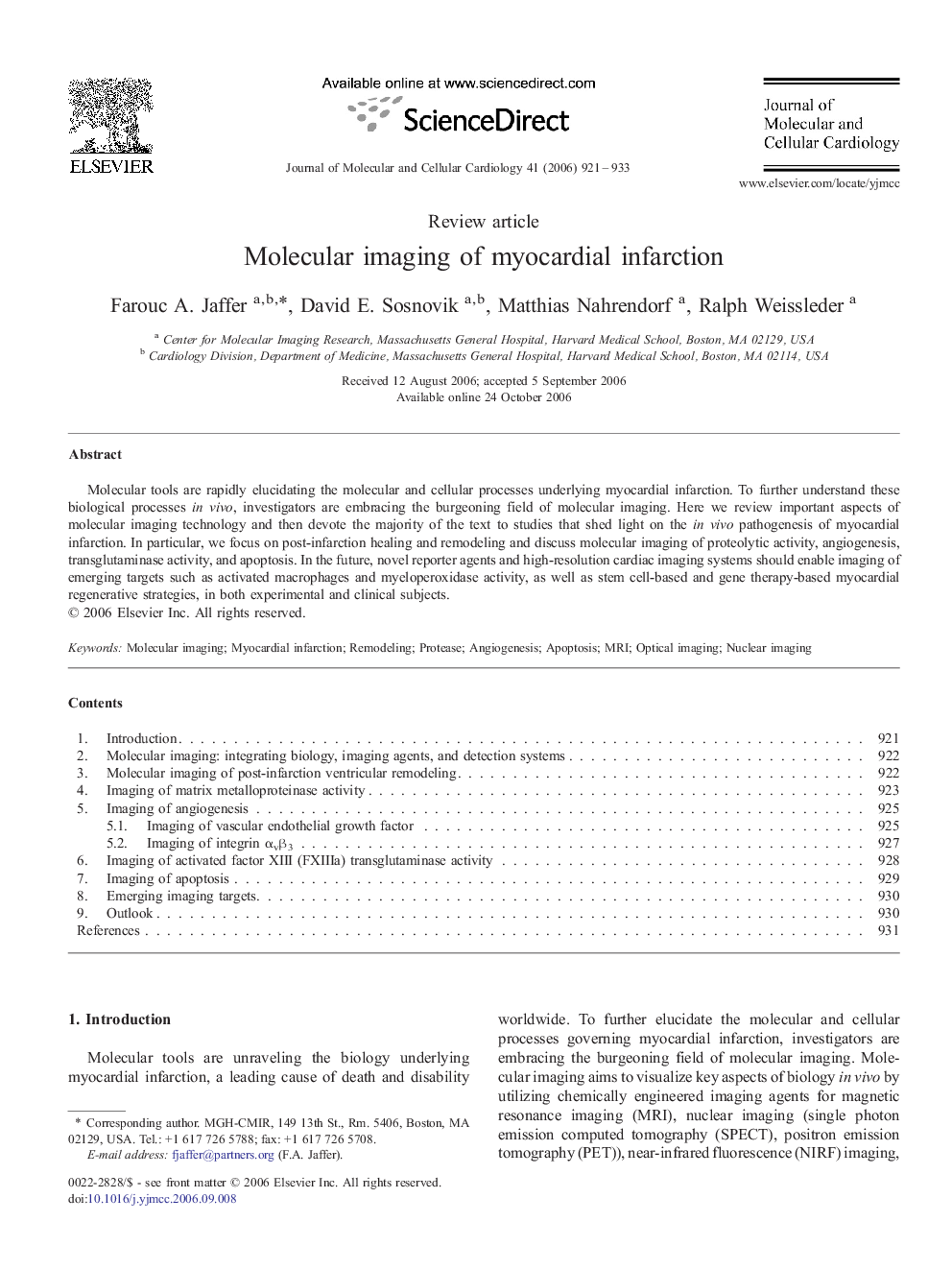 Molecular imaging of myocardial infarction