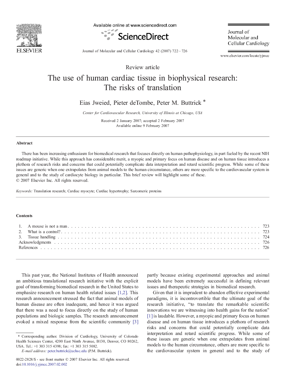 The use of human cardiac tissue in biophysical research: The risks of translation