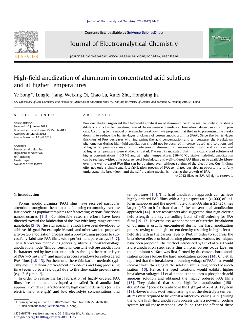 High-field anodization of aluminum in concentrated acid solutions and at higher temperatures