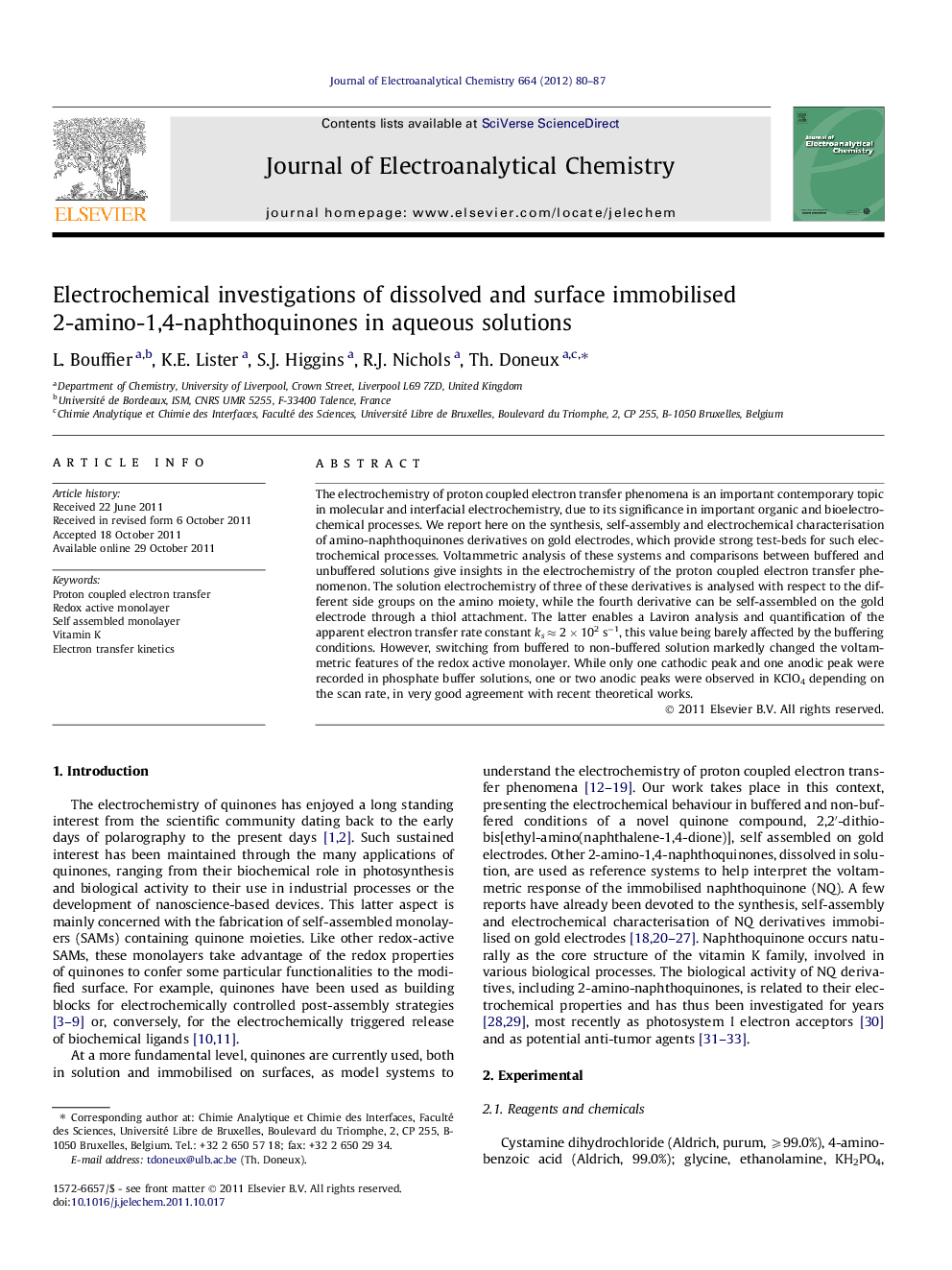 Electrochemical investigations of dissolved and surface immobilised 2-amino-1,4-naphthoquinones in aqueous solutions