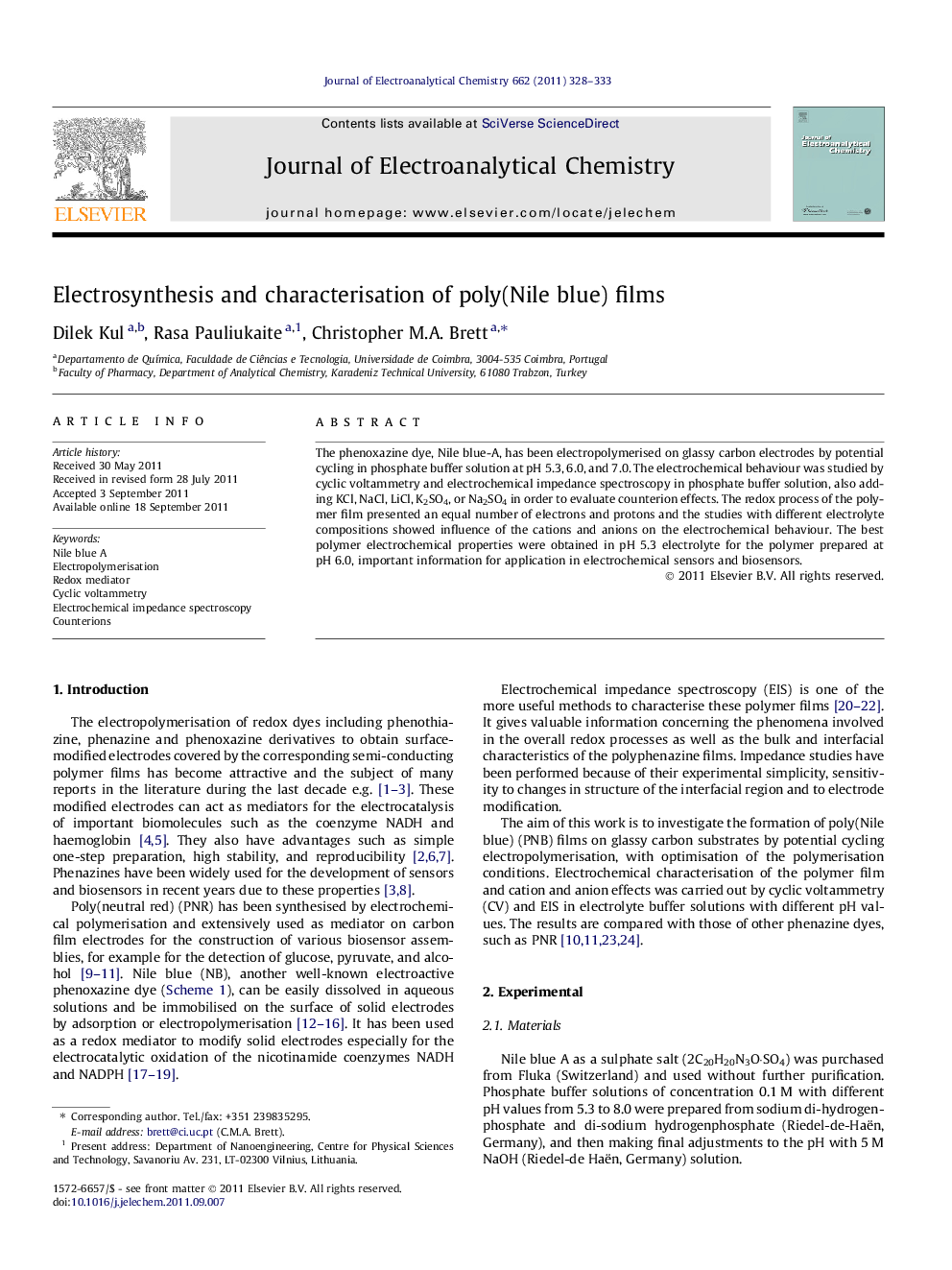 Electrosynthesis and characterisation of poly(Nile blue) films