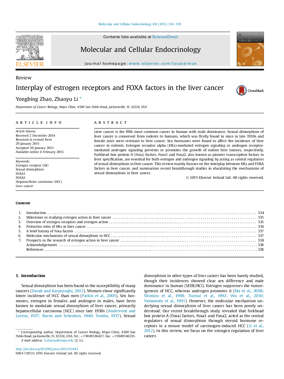 Interplay of estrogen receptors and FOXA factors in the liver cancer