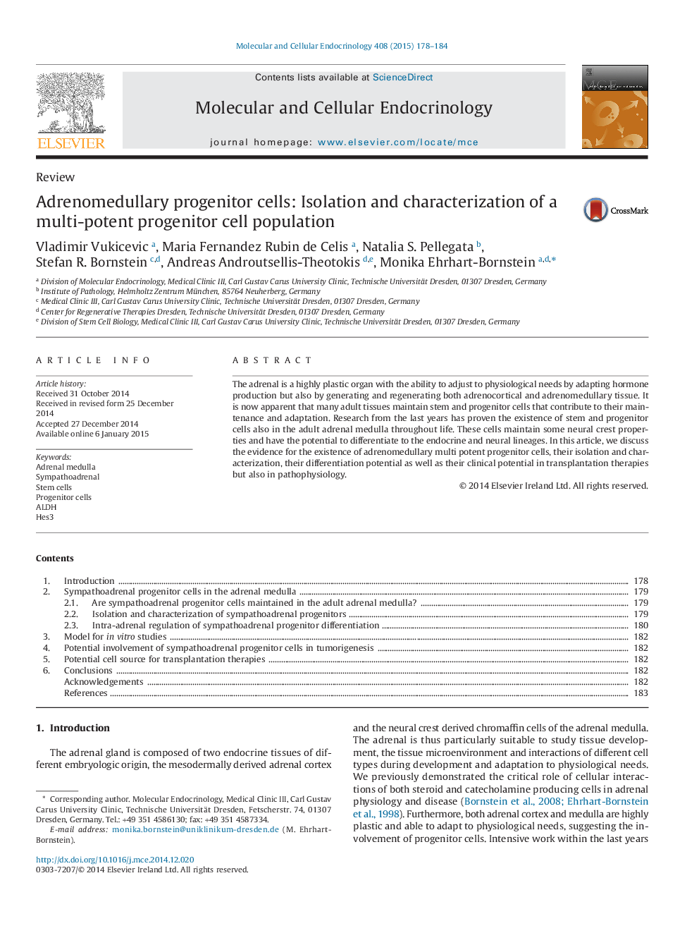 Adrenomedullary progenitor cells: Isolation and characterization of a multi-potent progenitor cell population