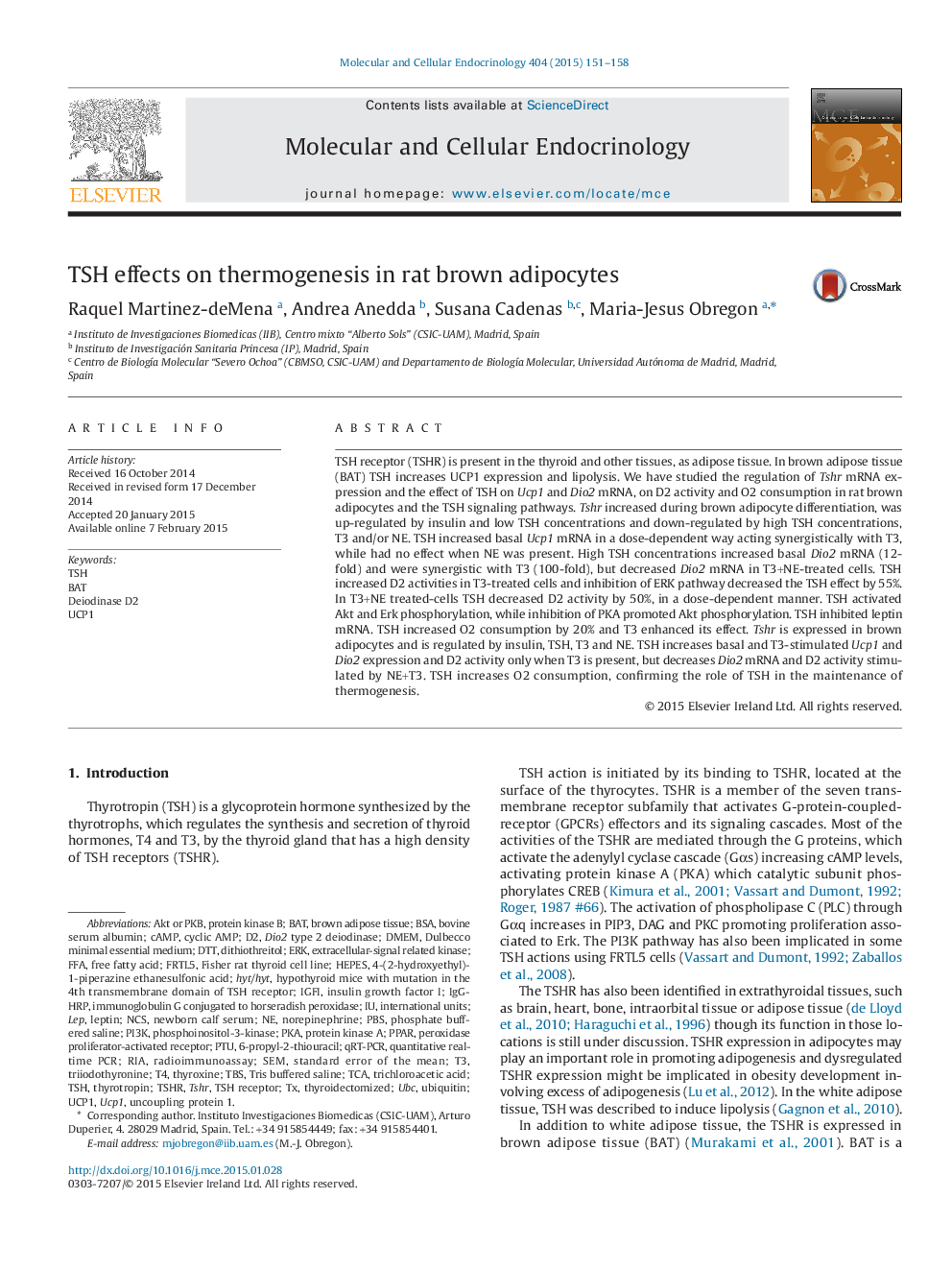 TSH effects on thermogenesis in rat brown adipocytes