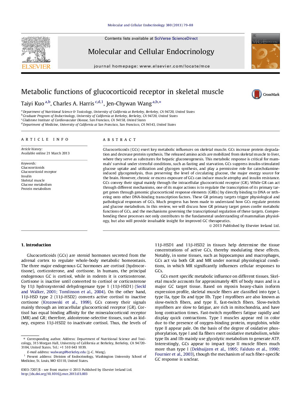 Metabolic functions of glucocorticoid receptor in skeletal muscle