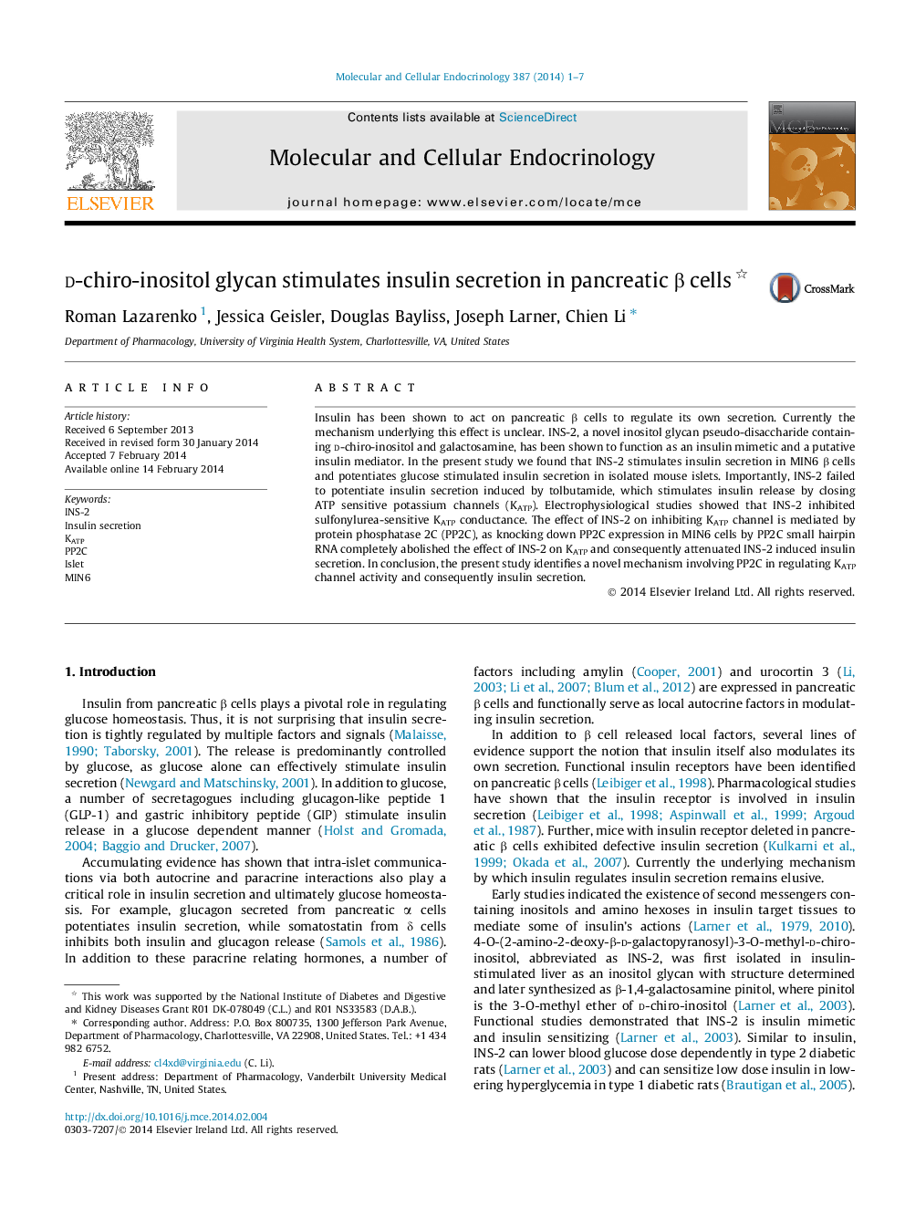 D-chiro-inositol glycan stimulates insulin secretion in pancreatic β cells 