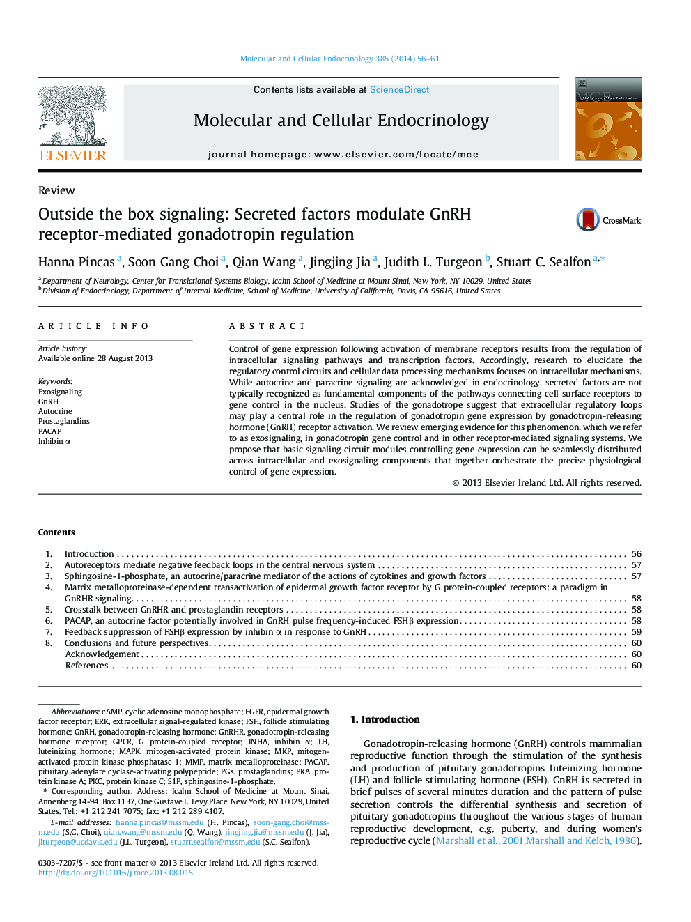 Outside the box signaling: Secreted factors modulate GnRH receptor-mediated gonadotropin regulation