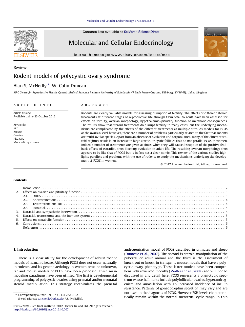 Rodent models of polycystic ovary syndrome