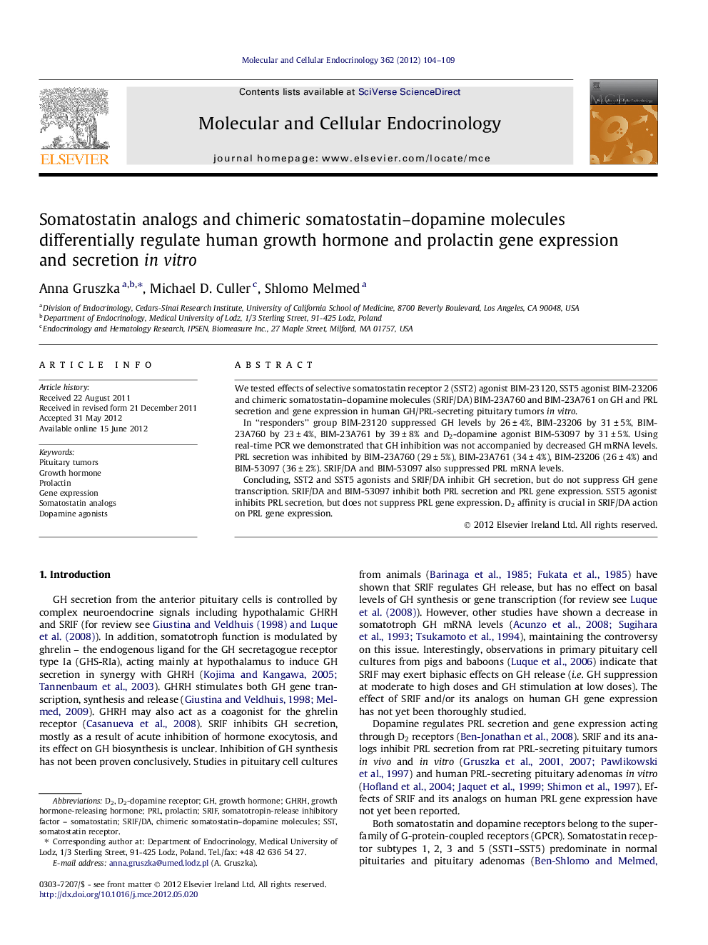 Somatostatin analogs and chimeric somatostatin-dopamine molecules differentially regulate human growth hormone and prolactin gene expression and secretion in vitro