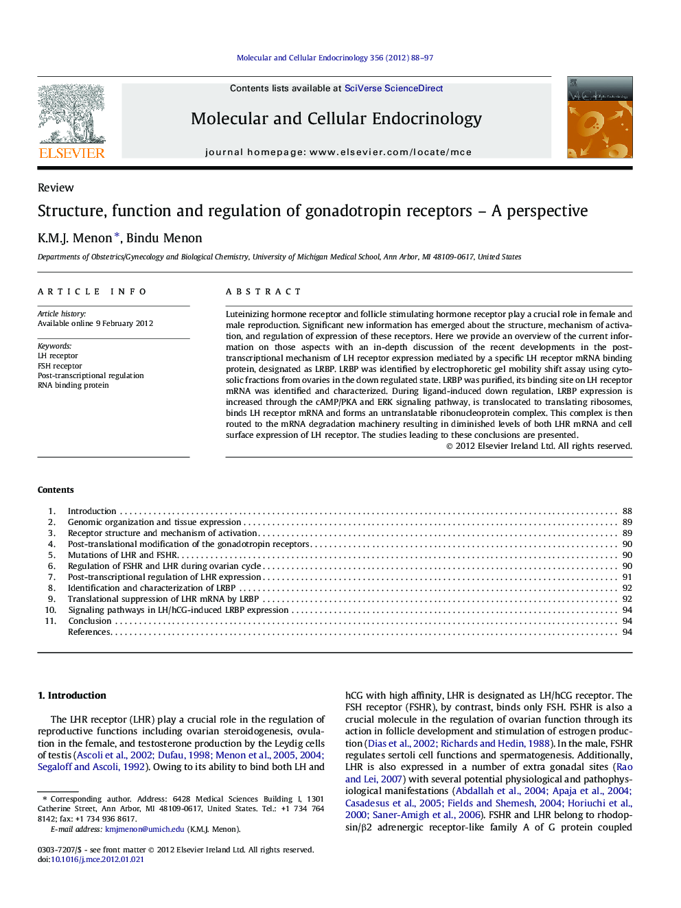 Structure, function and regulation of gonadotropin receptors – A perspective