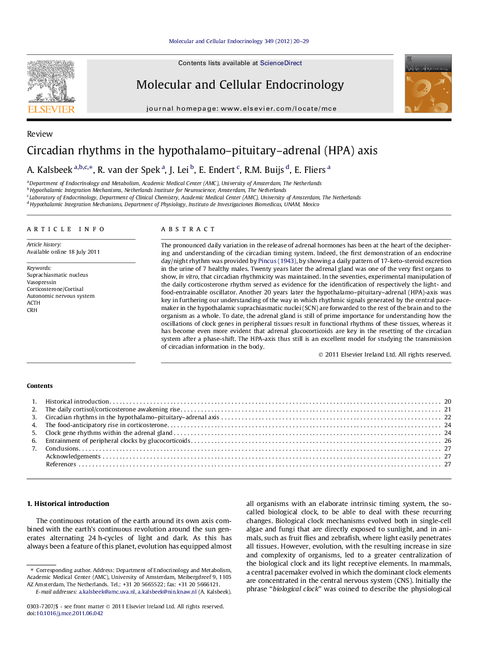 Circadian rhythms in the hypothalamo–pituitary–adrenal (HPA) axis