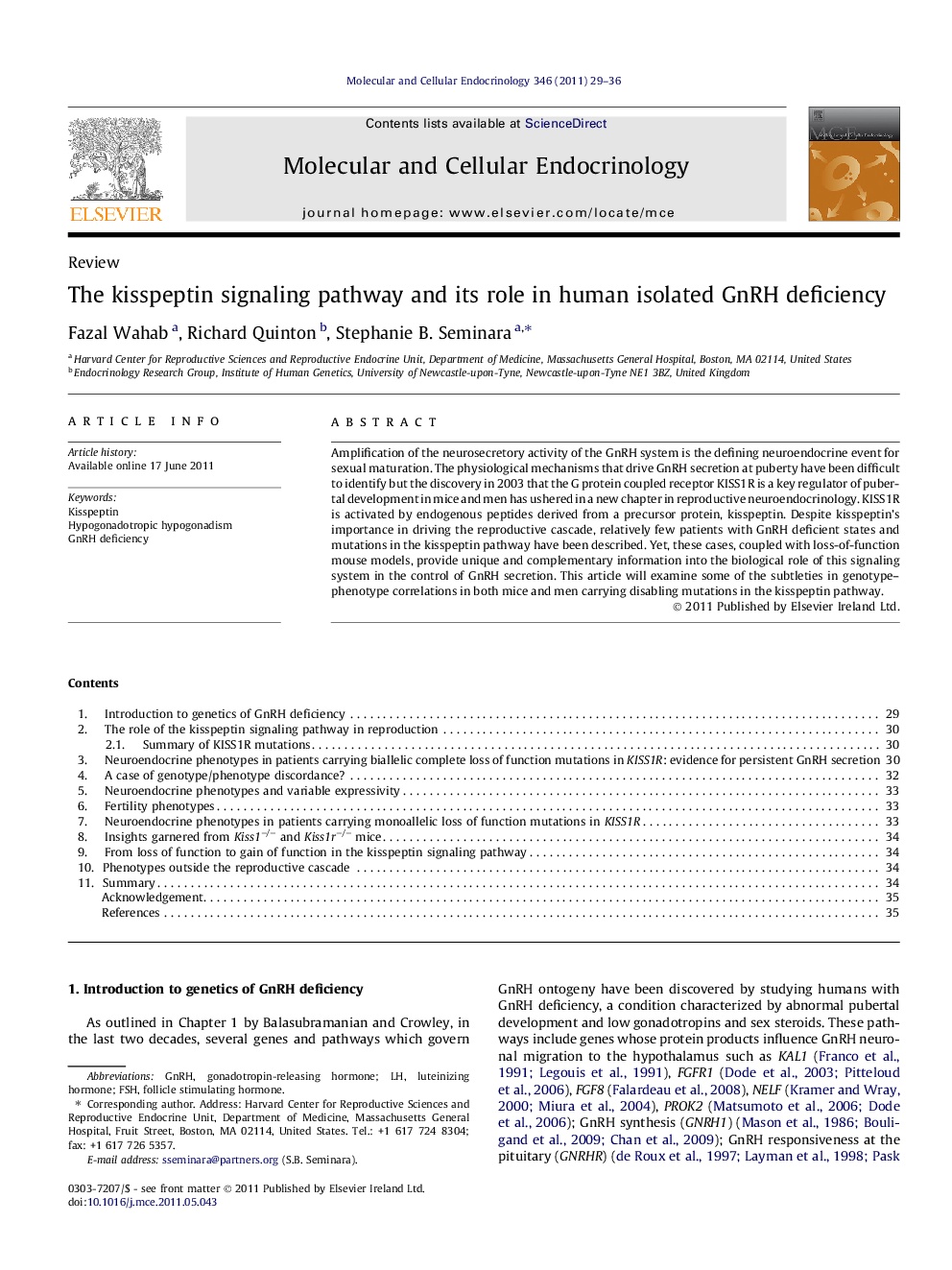 The kisspeptin signaling pathway and its role in human isolated GnRH deficiency