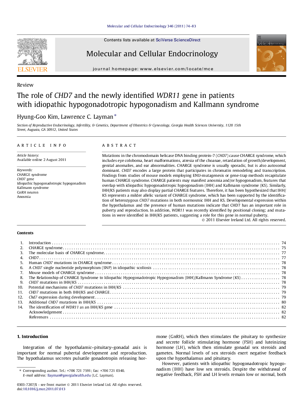 The role of CHD7 and the newly identified WDR11 gene in patients with idiopathic hypogonadotropic hypogonadism and Kallmann syndrome