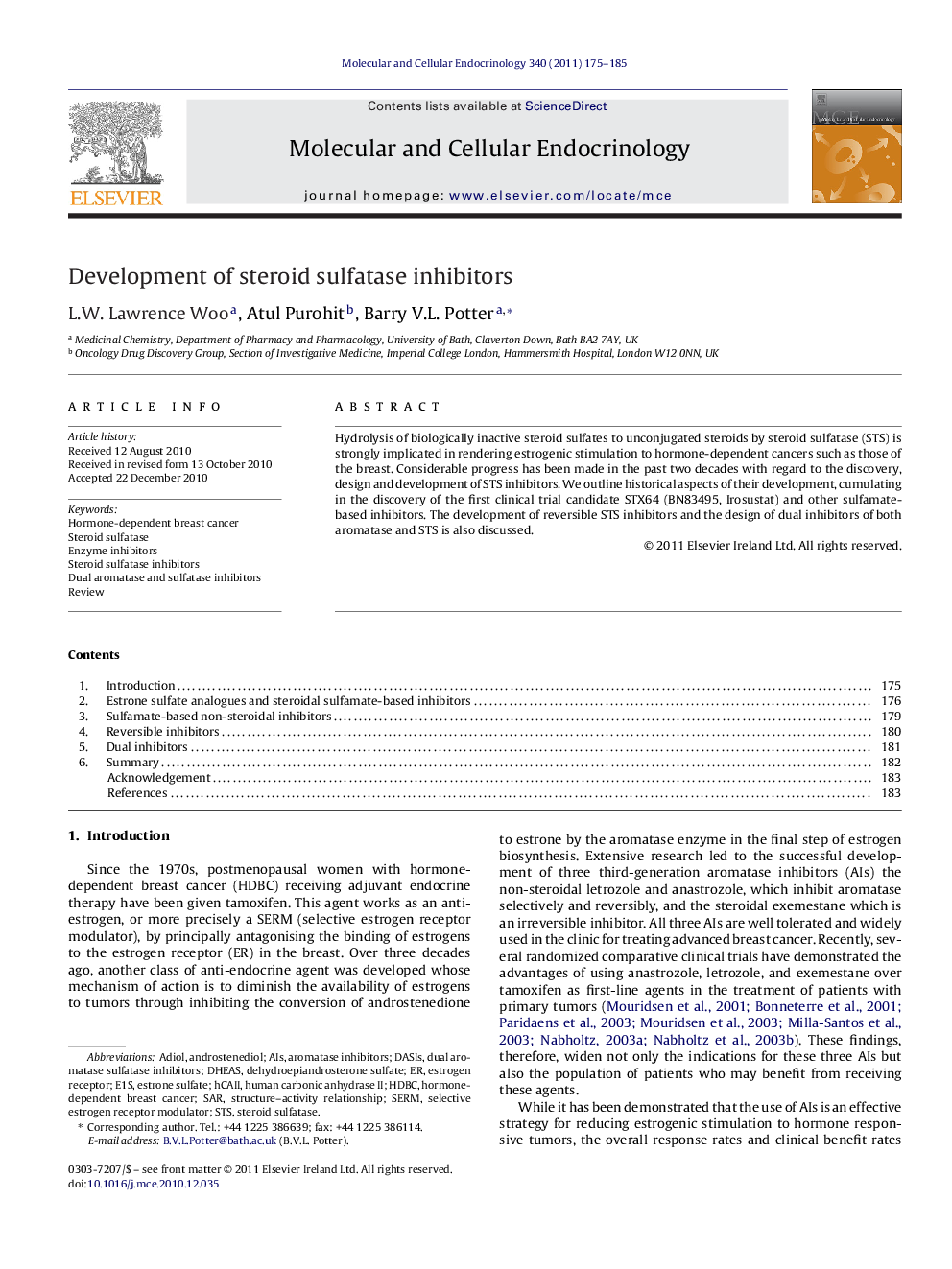 Development of steroid sulfatase inhibitors