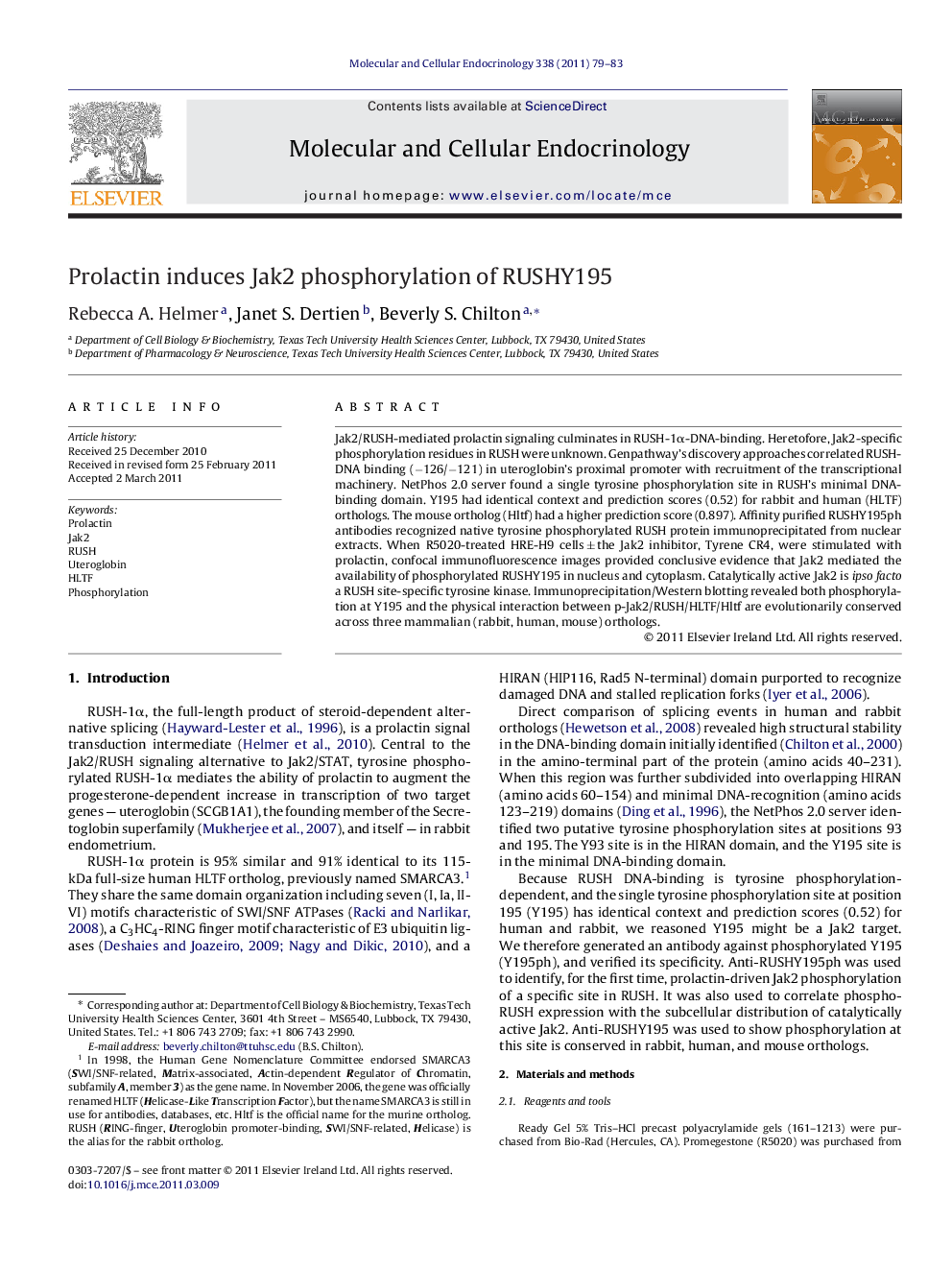 Prolactin induces Jak2 phosphorylation of RUSHY195