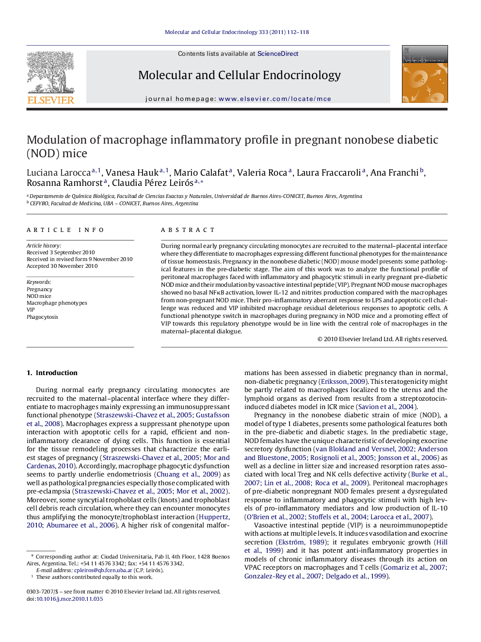 عکس صفحه اول مقاله: Modulation of macrophage inflammatory profile in pregnant nonobese diabetic (NOD) mice Modulation of macrophage inflammatory profile in pregnant nonobese diabetic (NOD) mice