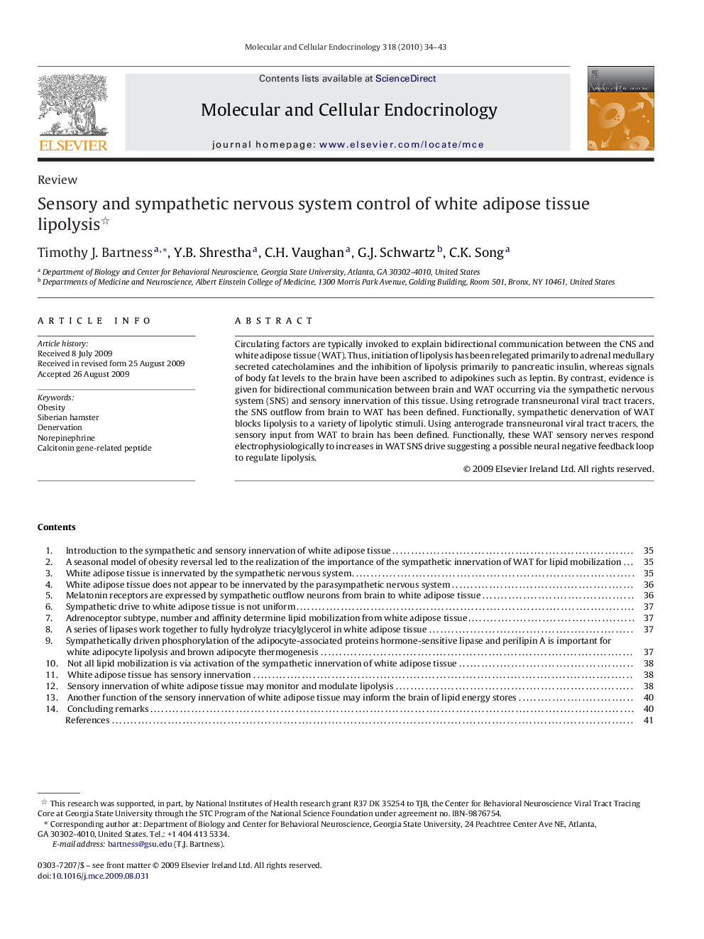 Sensory and sympathetic nervous system control of white adipose tissue lipolysis 