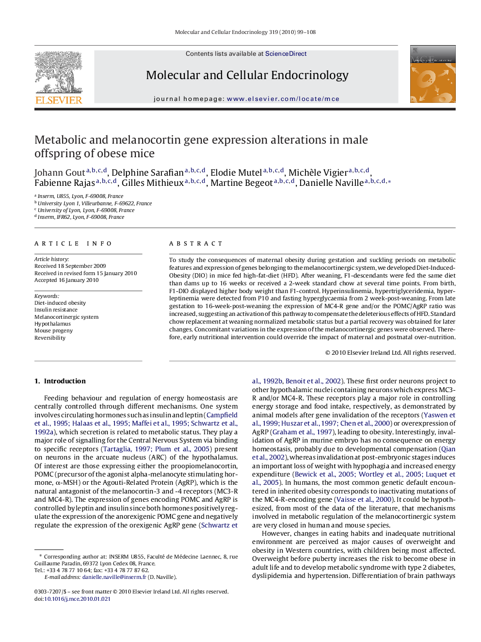 Metabolic and melanocortin gene expression alterations in male offspring of obese mice