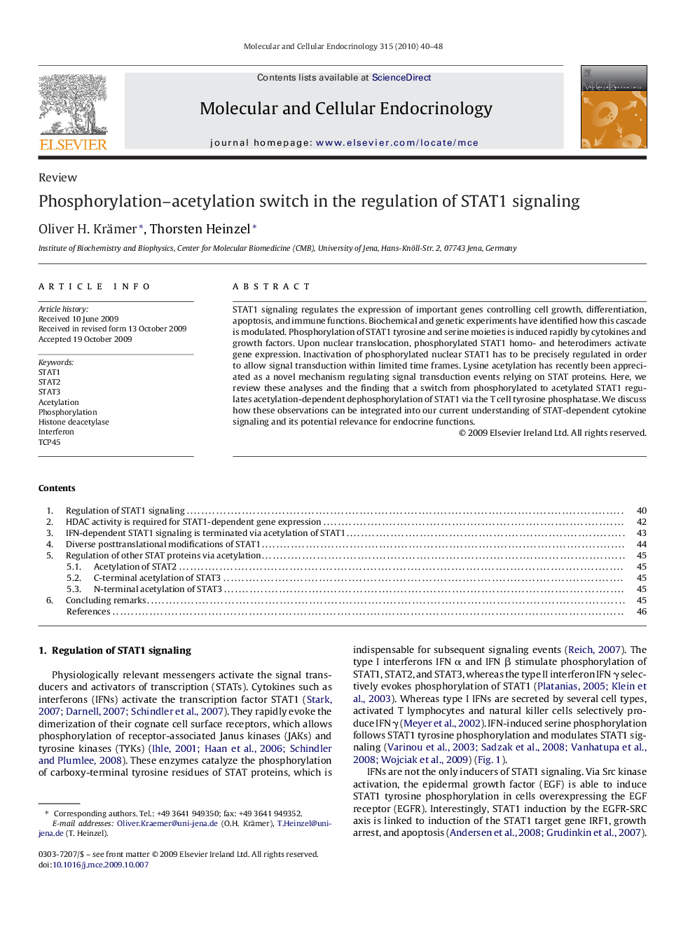 Phosphorylation–acetylation switch in the regulation of STAT1 signaling