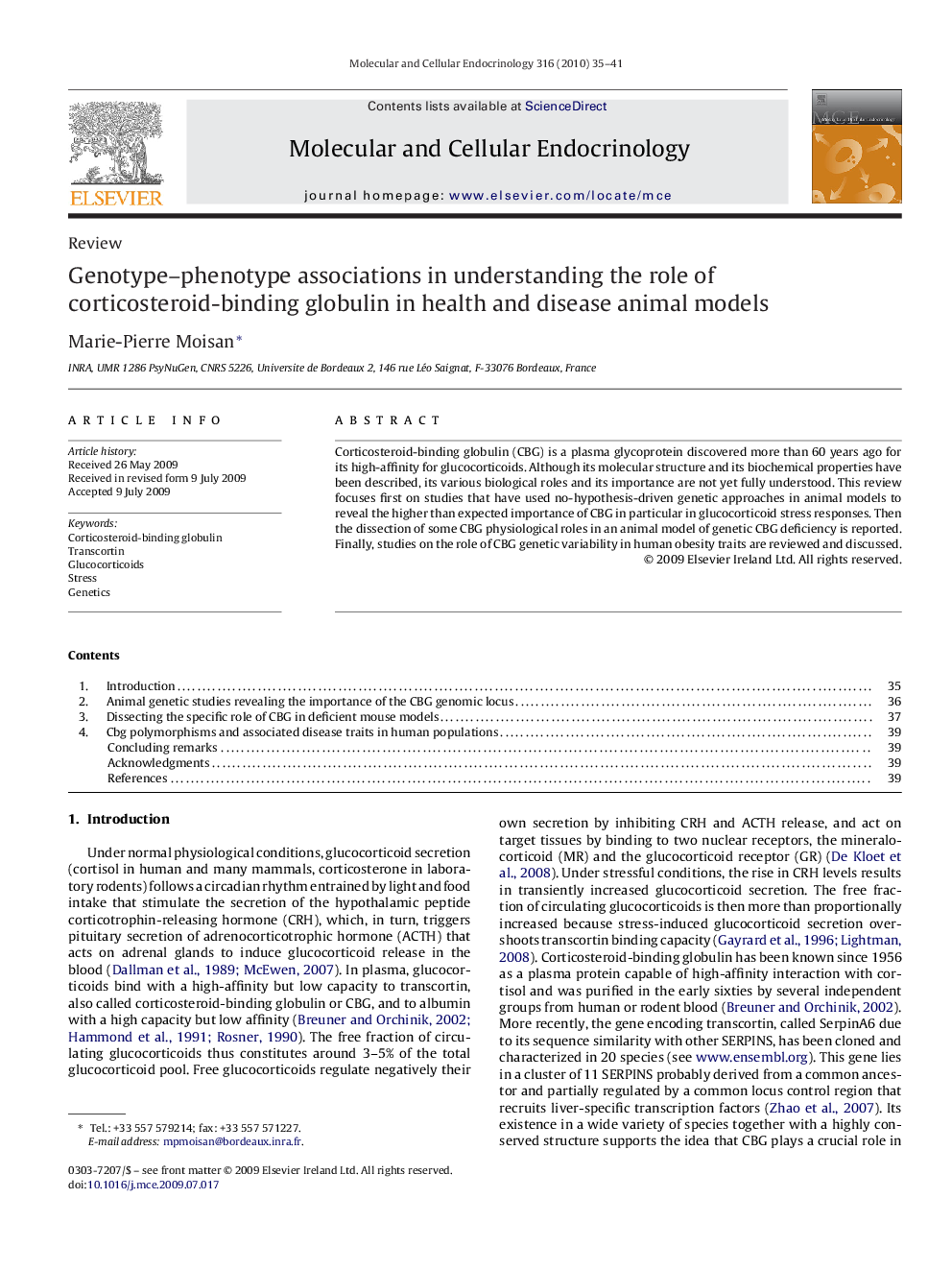 Genotype–phenotype associations in understanding the role of corticosteroid-binding globulin in health and disease animal models