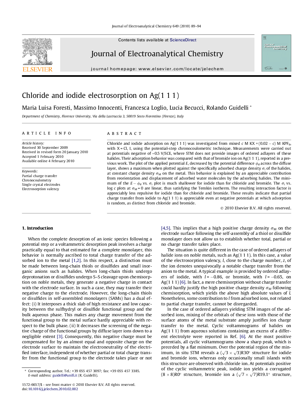 Chloride and iodide electrosorption on Ag(1 1 1)