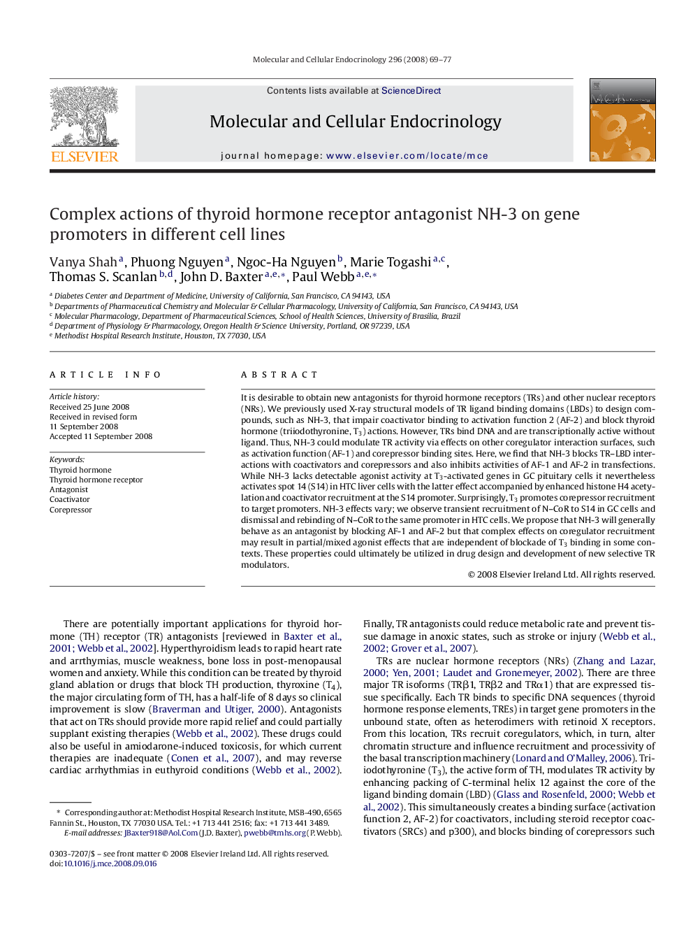 Complex actions of thyroid hormone receptor antagonist NH-3 on gene promoters in different cell lines