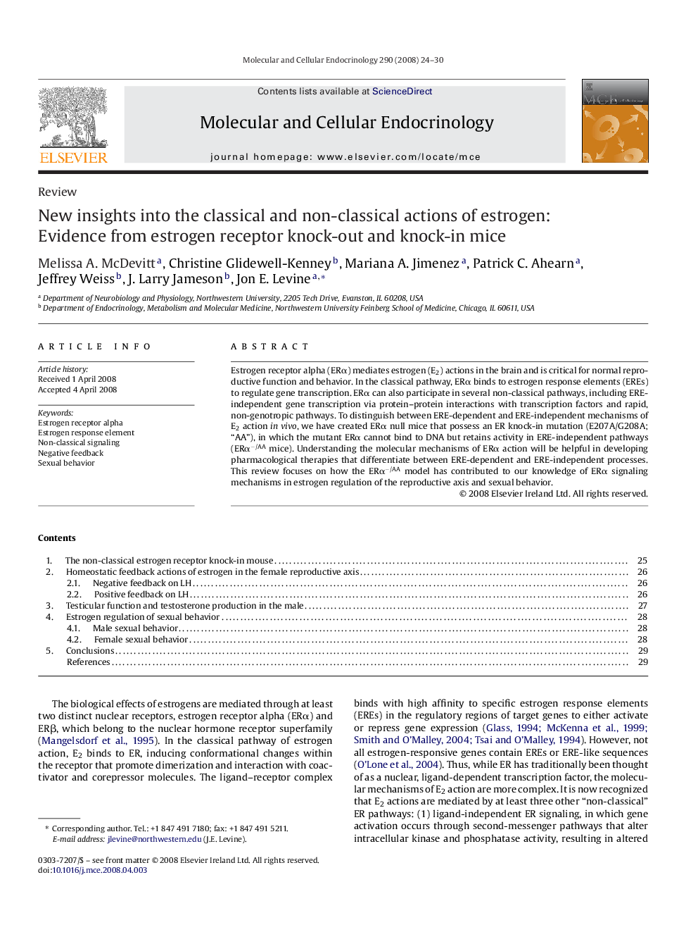 New insights into the classical and non-classical actions of estrogen: Evidence from estrogen receptor knock-out and knock-in mice