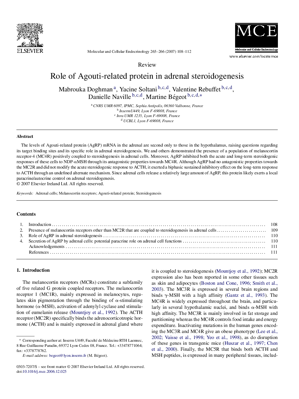 Role of Agouti-related protein in adrenal steroidogenesis