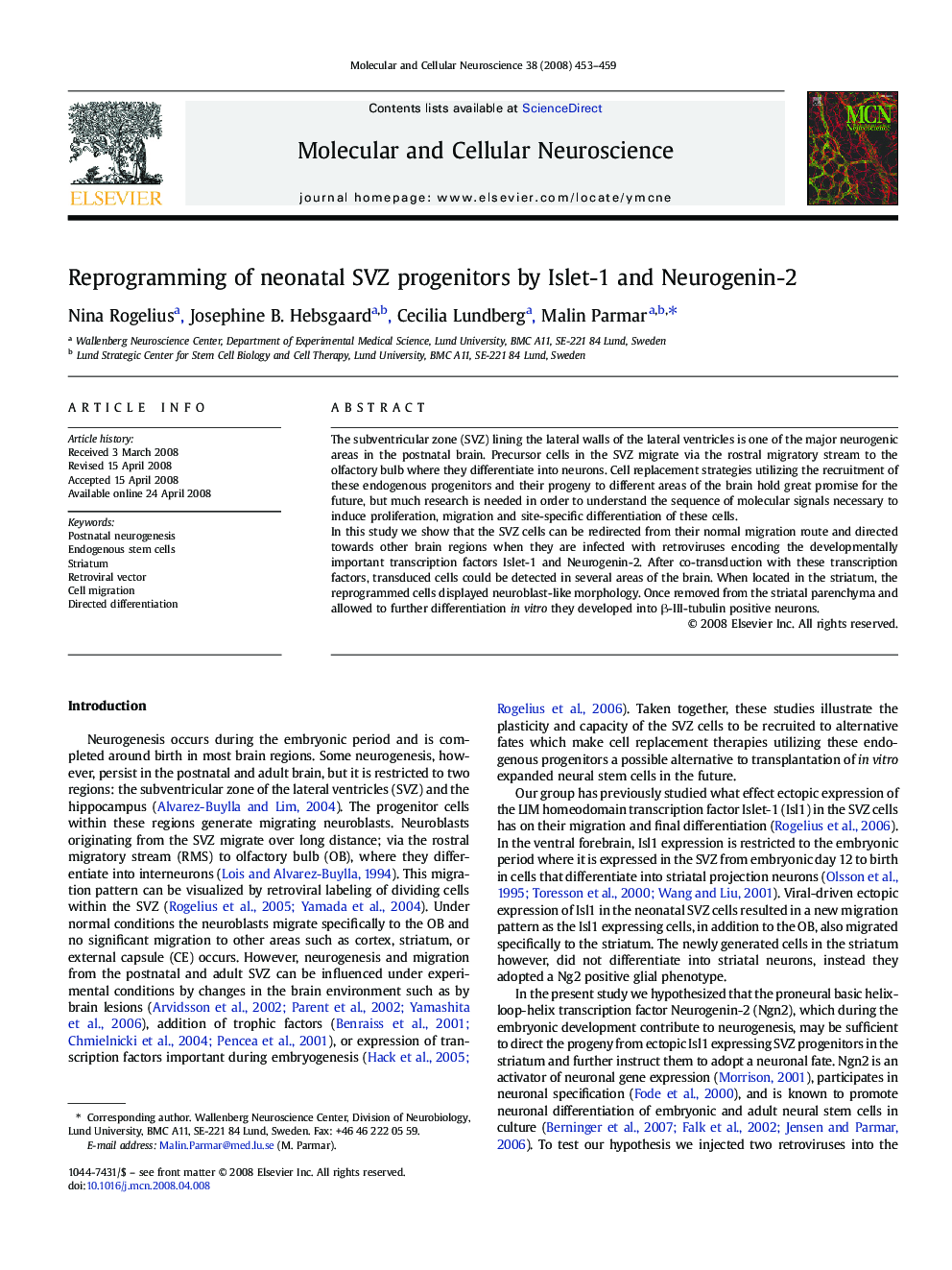 Reprogramming of neonatal SVZ progenitors by Islet-1 and Neurogenin-2