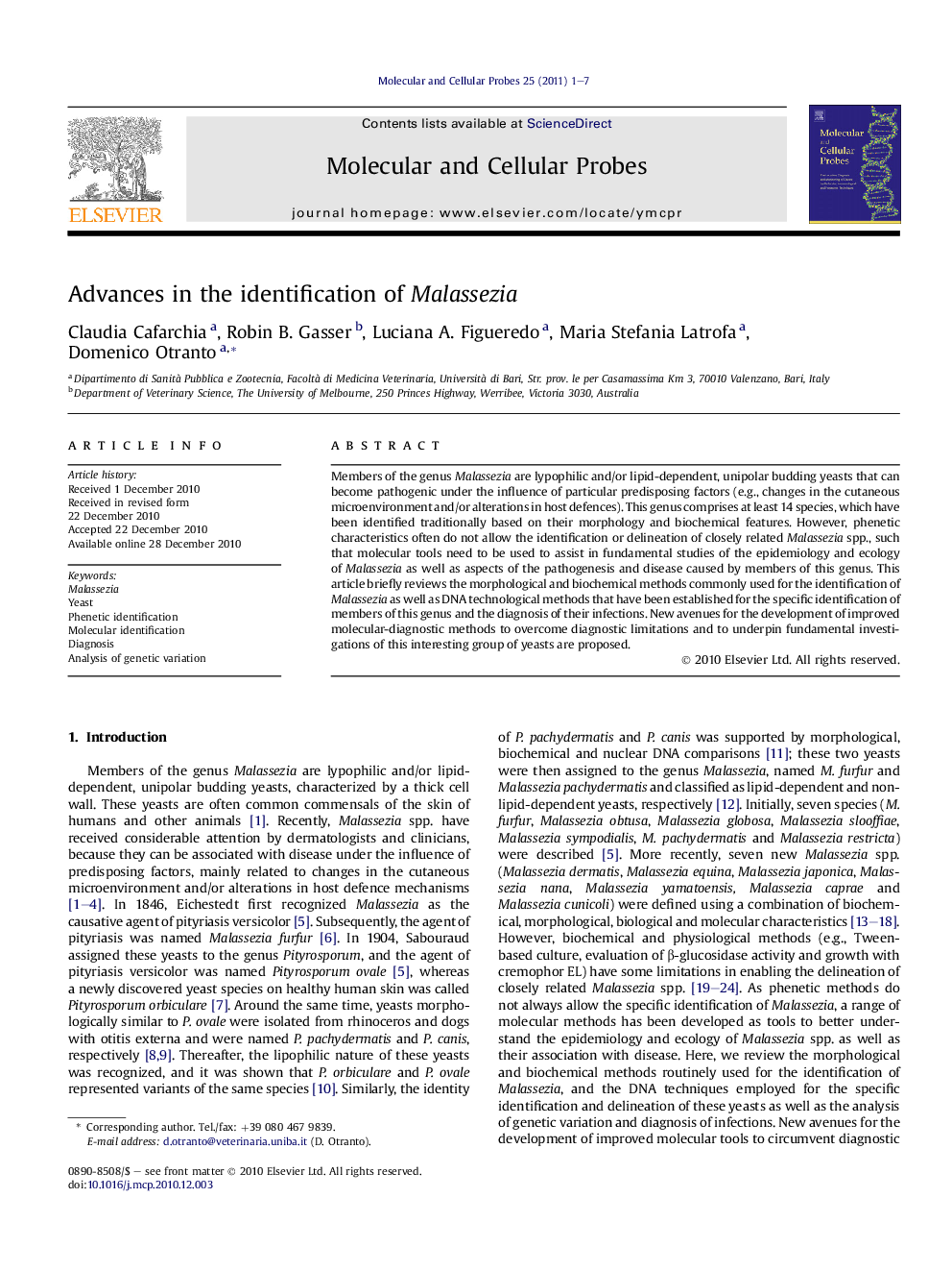 Advances in the identification of Malassezia