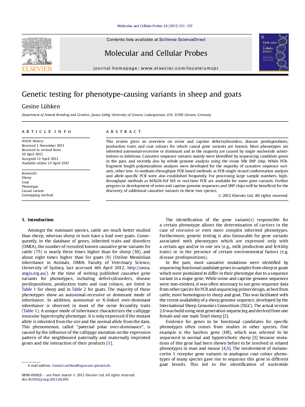 Genetic testing for phenotype-causing variants in sheep and goats