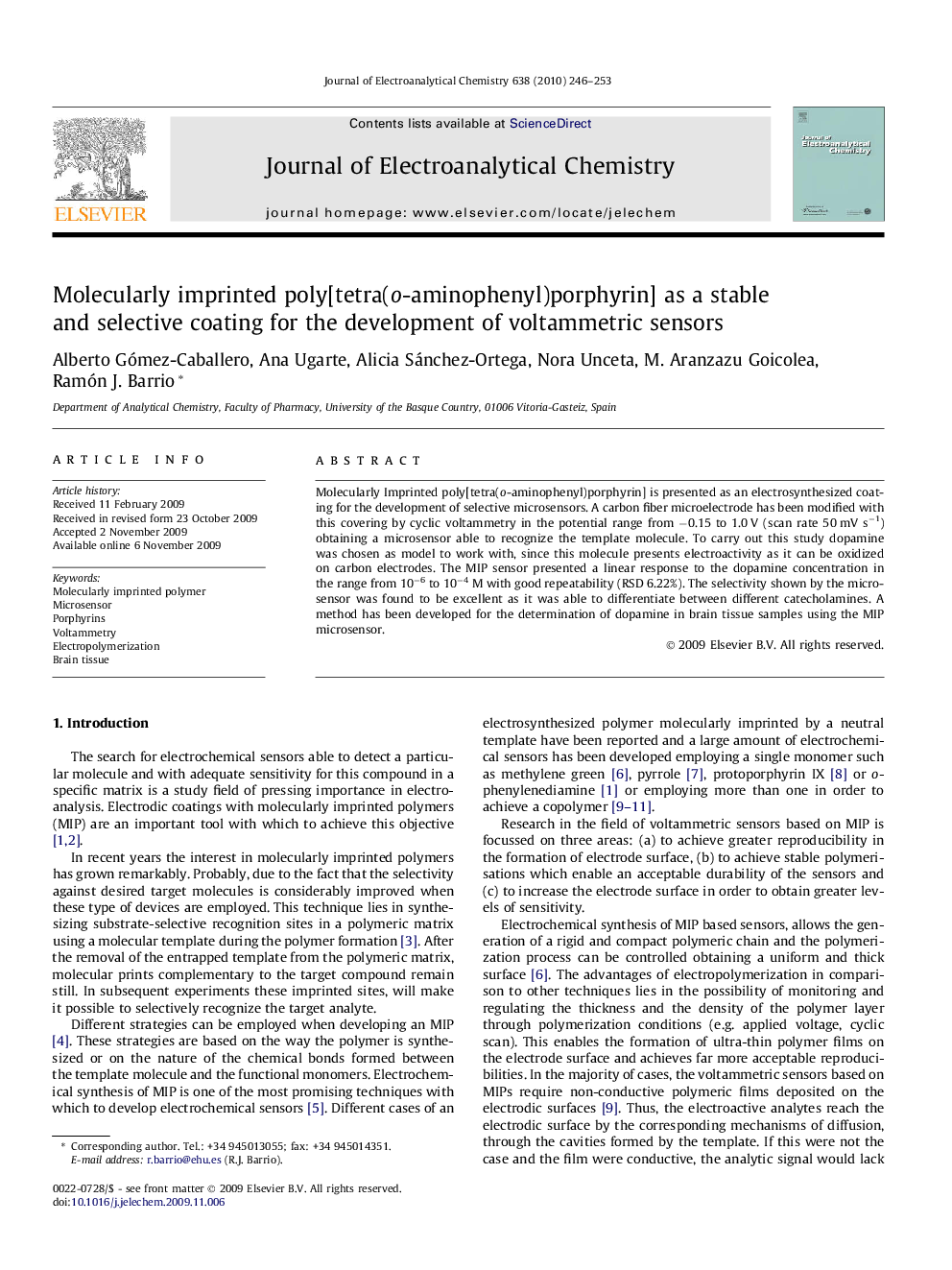 Molecularly imprinted poly[tetra(o-aminophenyl)porphyrin] as a stable and selective coating for the development of voltammetric sensors