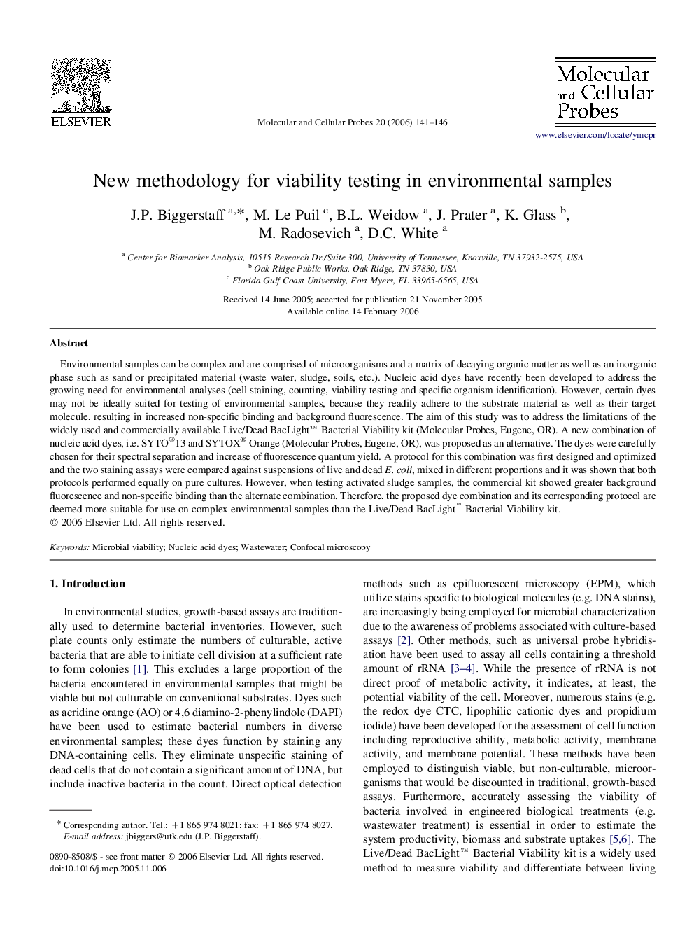 New methodology for viability testing in environmental samples