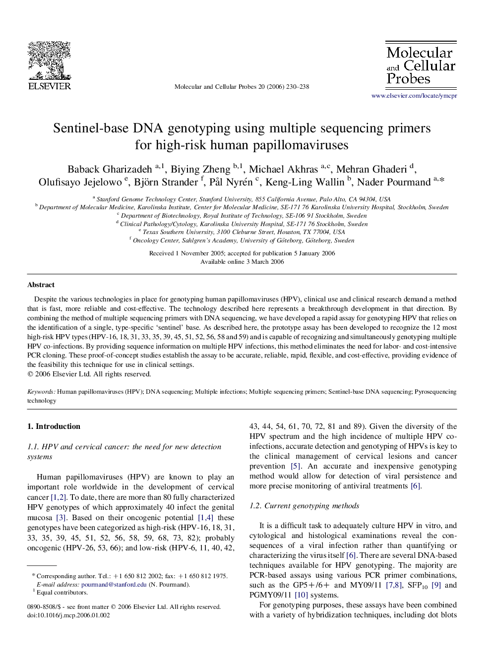 Sentinel-base DNA genotyping using multiple sequencing primers for high-risk human papillomaviruses